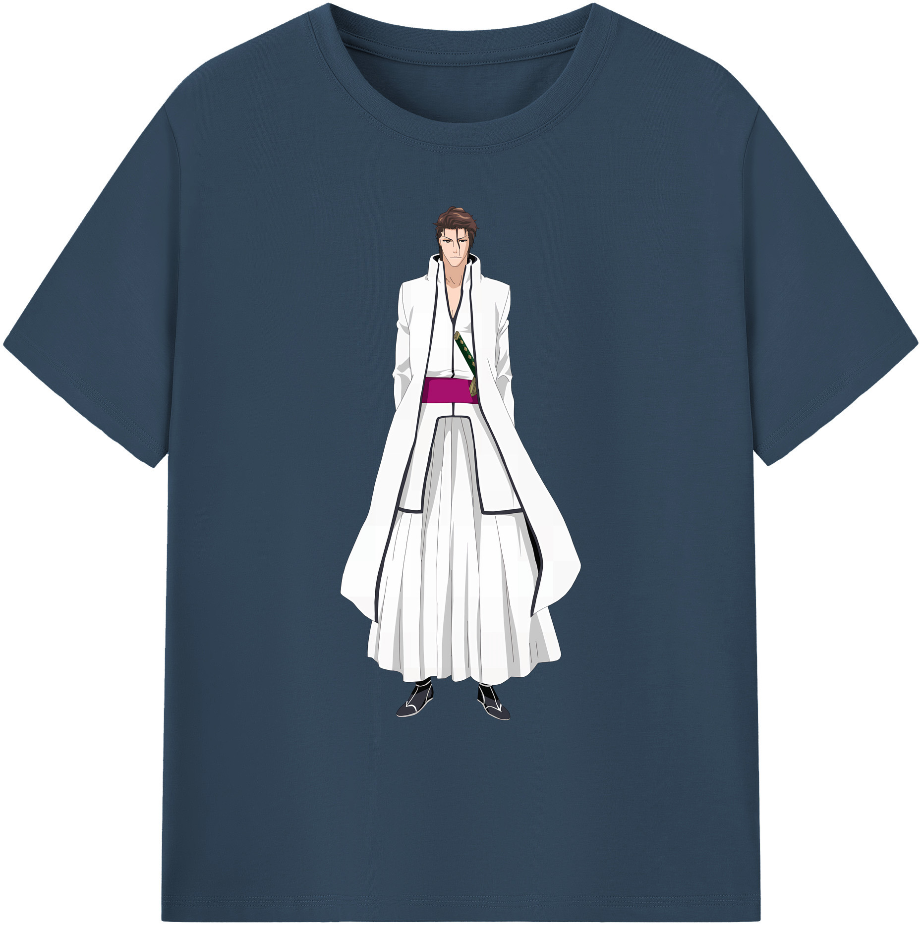 （画像用） ブリーチ 藍染 惣右介（あいぜん そうすけ） BLEACH Aizen Sousuke 綿100％ メンズ半袖Tシャツ｜肌触りやわらか＆通気性