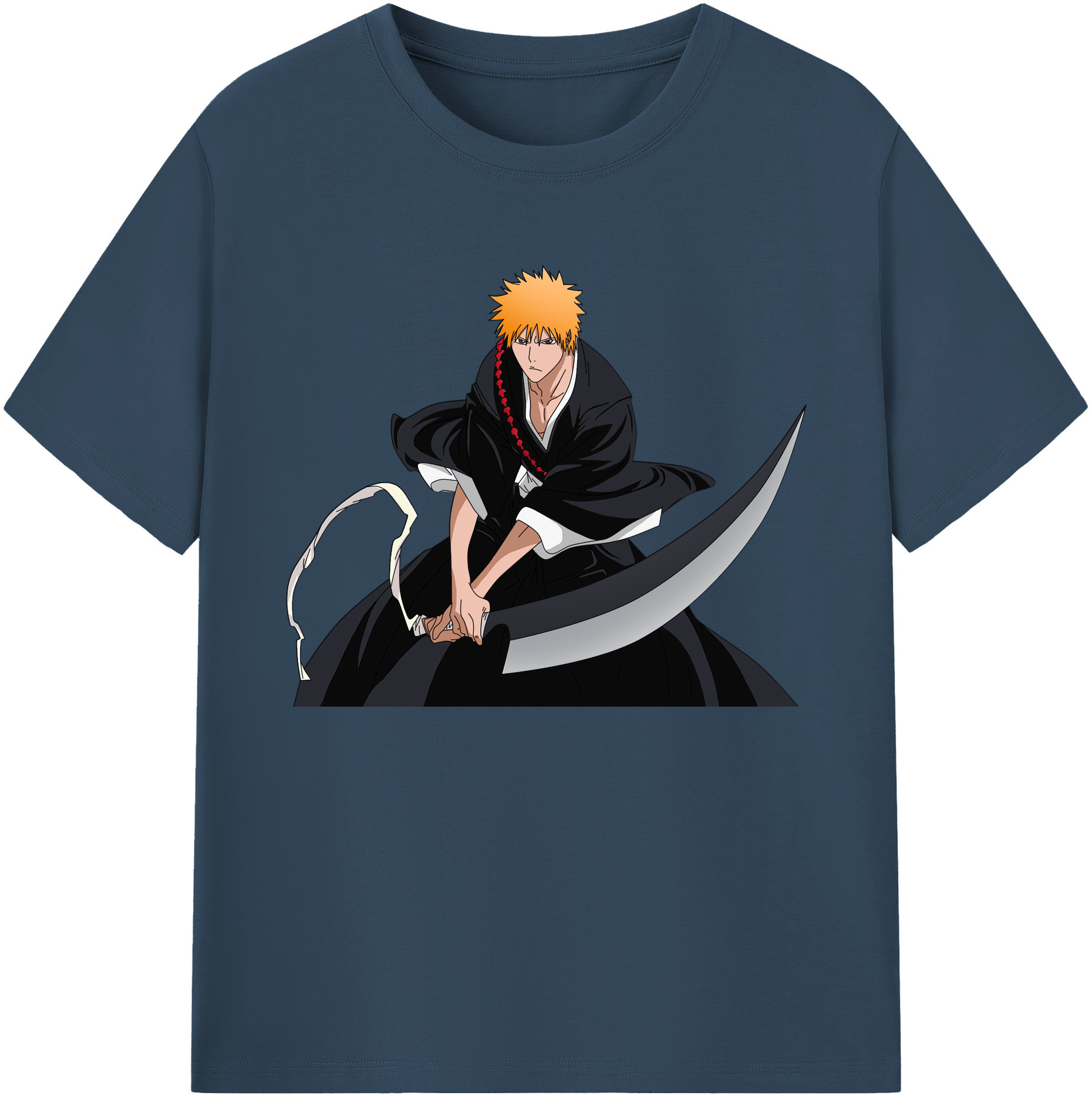 （画像用） ブリーチ 黒崎一護（くろさき いちご）BLEACH Kurosaki Ichigo 綿100％ メンズ半袖Tシャツ｜肌触りやわらか＆通気性