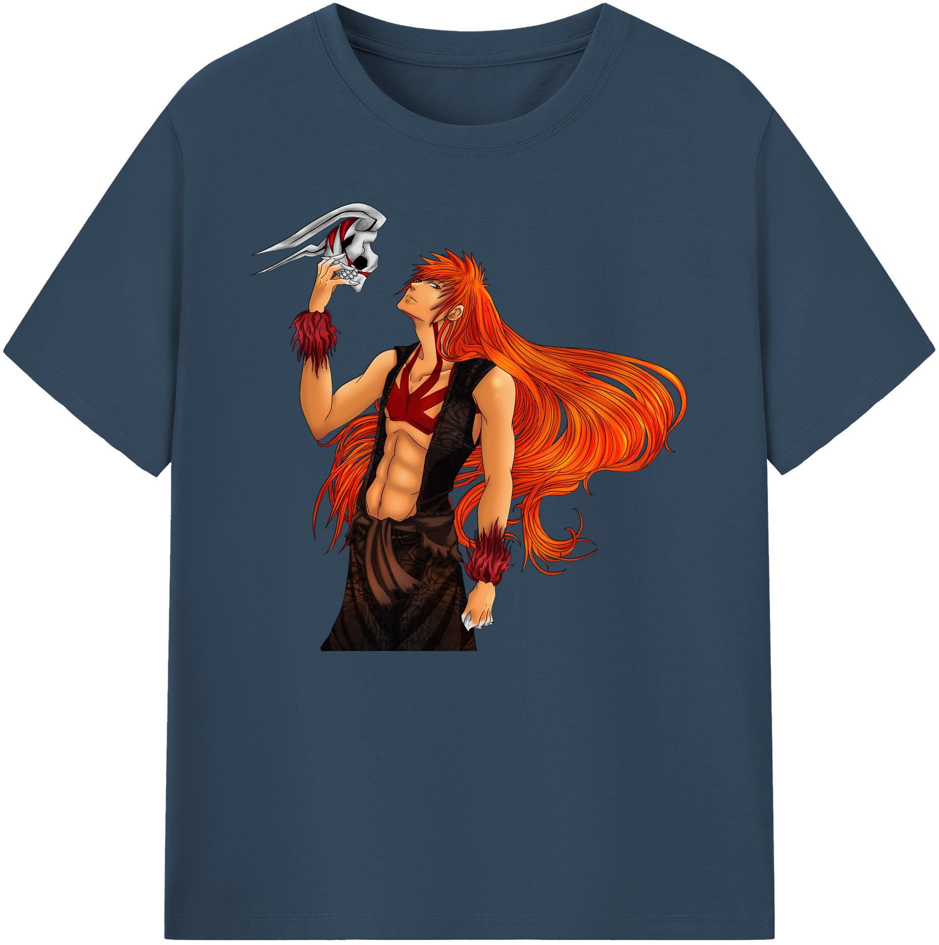 （画像用） ブリーチ 黒崎一護（くろさき いちご）BLEACH Kurosaki Ichigo 綿100％ メンズ半袖Tシャツ｜肌触りやわらか＆通気性