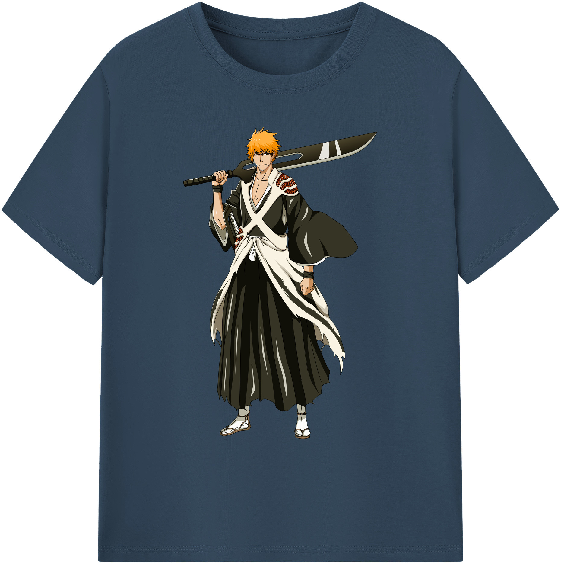 （画像用） ブリーチ 黒崎一護（くろさき いちご）BLEACH Kurosaki Ichigo 綿100％ メンズ半袖Tシャツ｜肌触りやわらか＆通気性