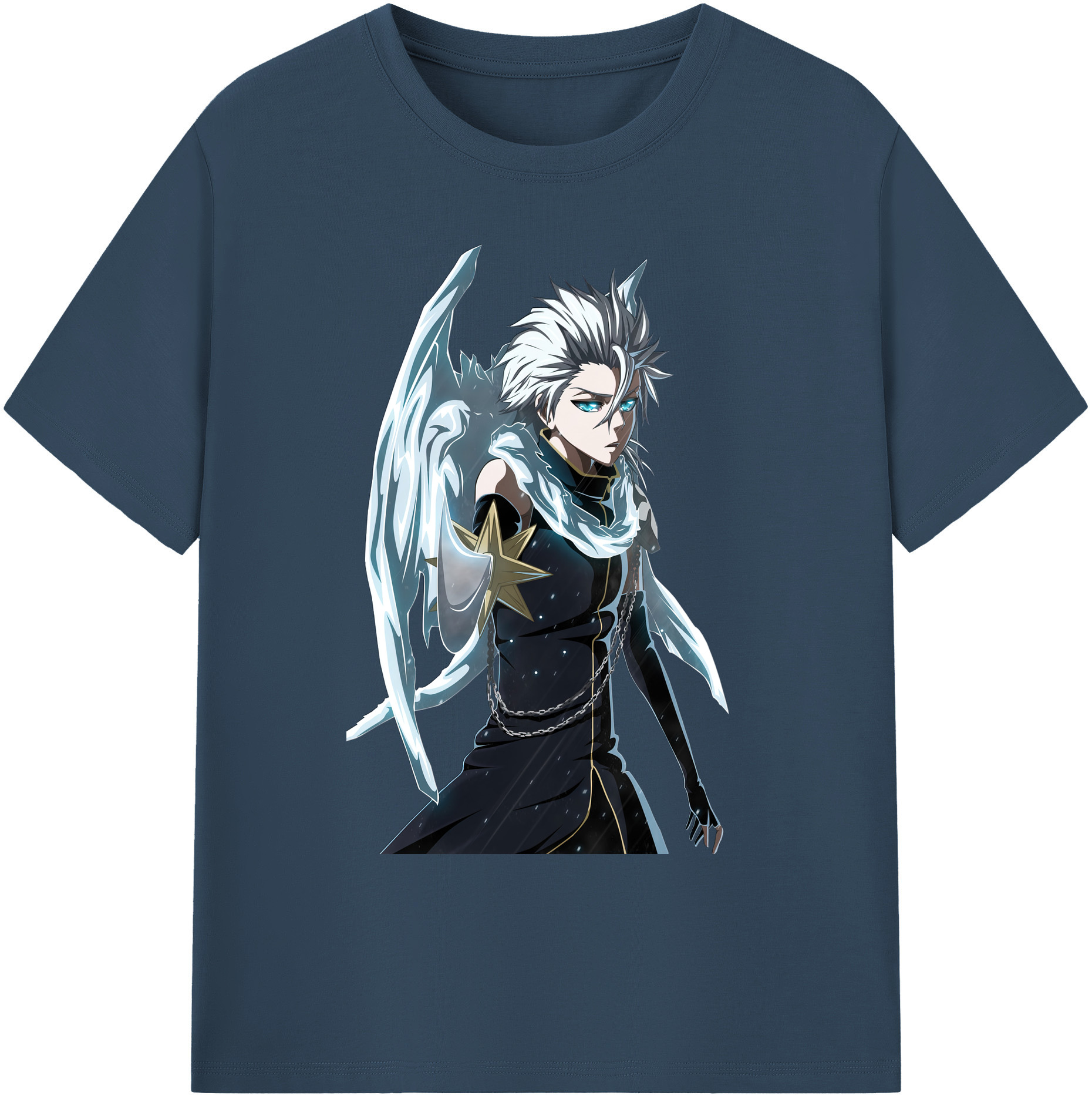 （画像用） ブリーチ 日番谷冬獅郎（ひつがや とうしろう） BLEACH Hitsugaya Toushirou 綿100％ メンズ半袖Tシャツ｜肌触りやわらか＆通気性