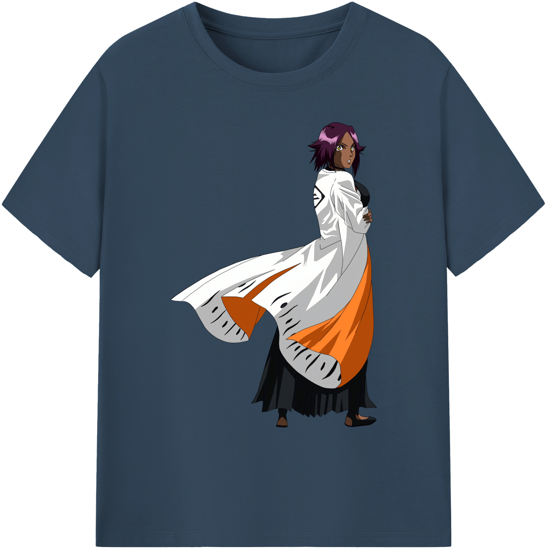 （画像用） ブリーチ 四楓院 夜一（しほういん よるいち） BLEACH Shihouin Yoruichi 綿100％ メンズ半袖Tシャツ｜肌触りやわらか＆通気性