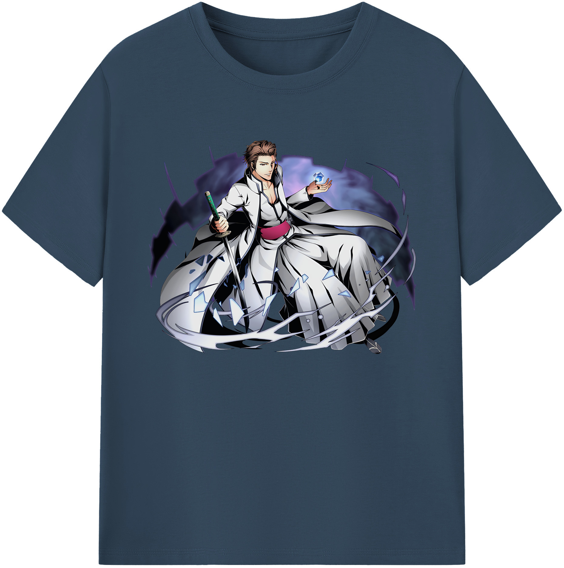 （画像用） ブリーチ 藍染 惣右介（あいぜん そうすけ） BLEACH Aizen Sousuke 綿100％ メンズ半袖Tシャツ｜肌触りやわらか＆通気性
