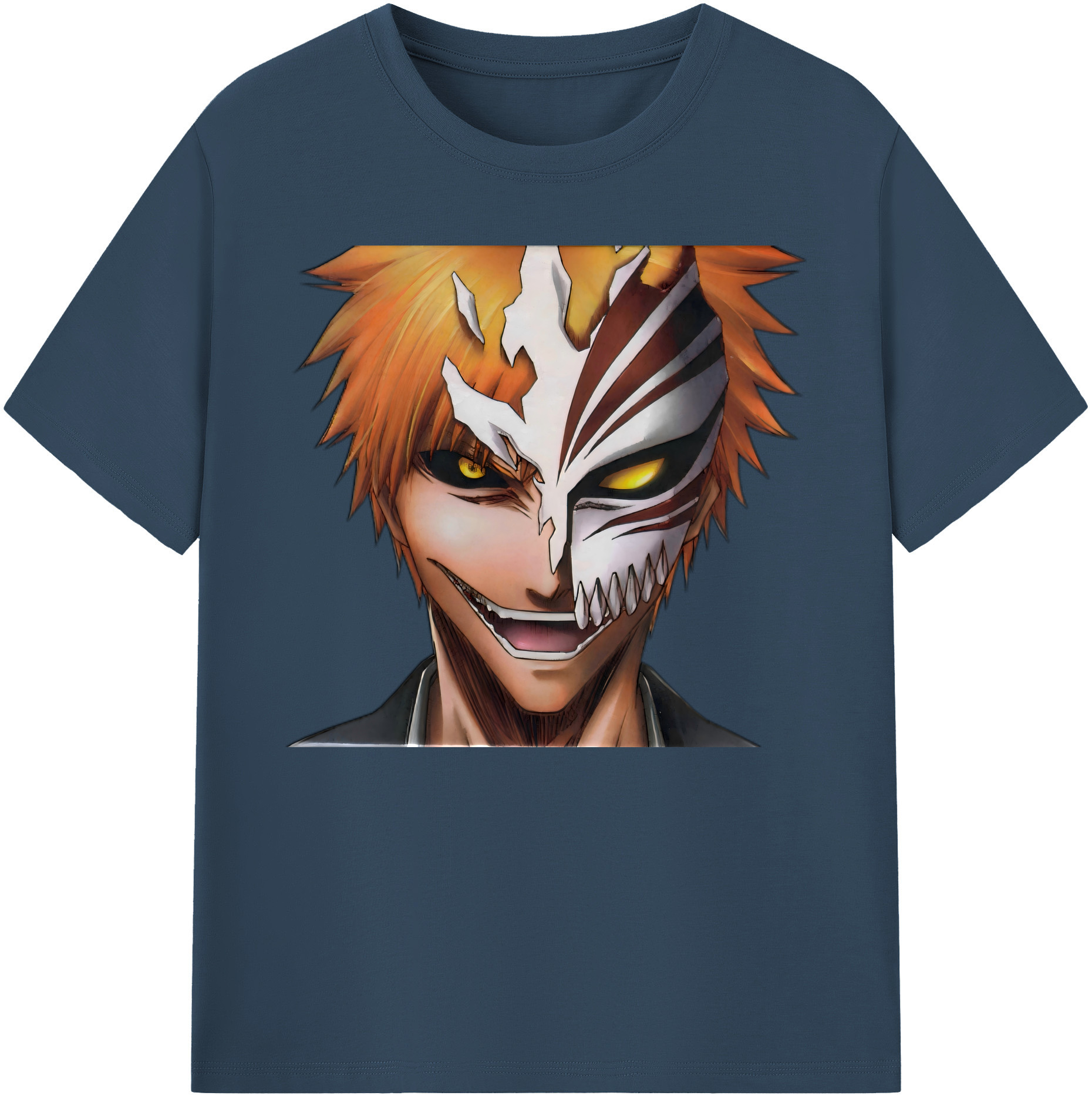 （画像用） ブリーチ 黒崎一護（くろさき いちご）BLEACH Kurosaki Ichigo 綿100％ メンズ半袖Tシャツ｜肌触りやわらか＆通気性