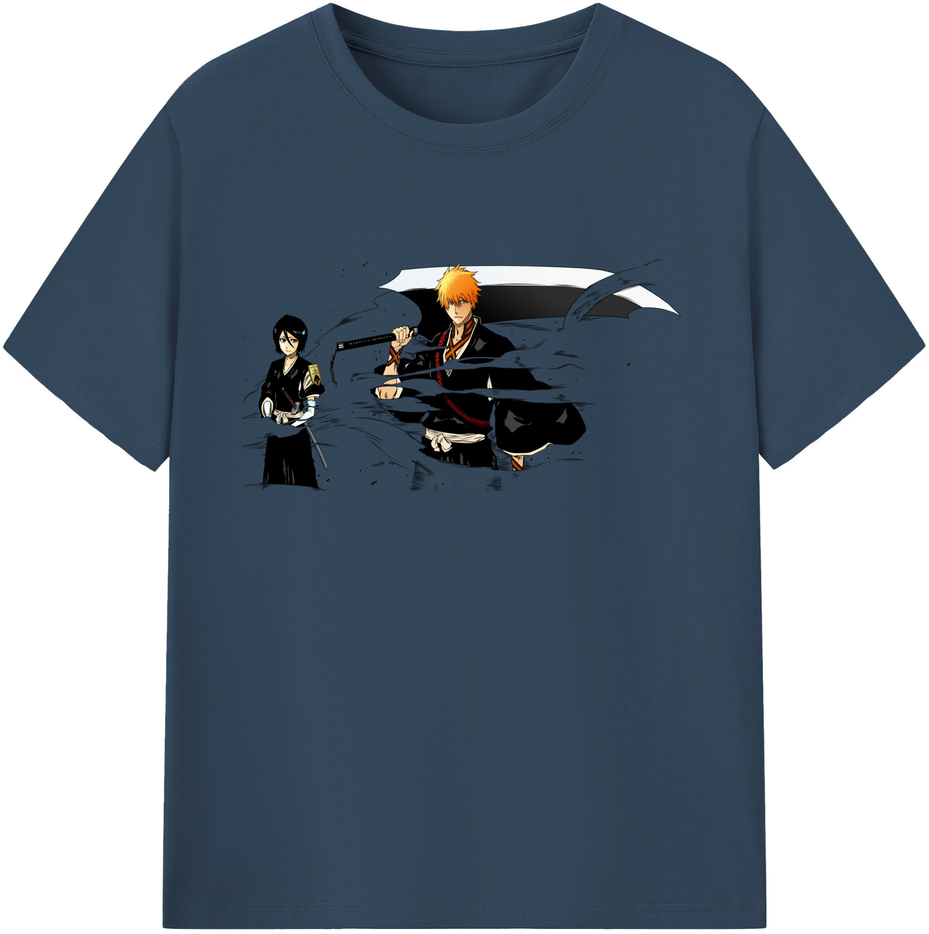 （画像用） ブリーチ 黒崎一護（くろさき いちご）BLEACH Kurosaki Ichigo 綿100％ メンズ半袖Tシャツ｜肌触りやわらか＆通気性