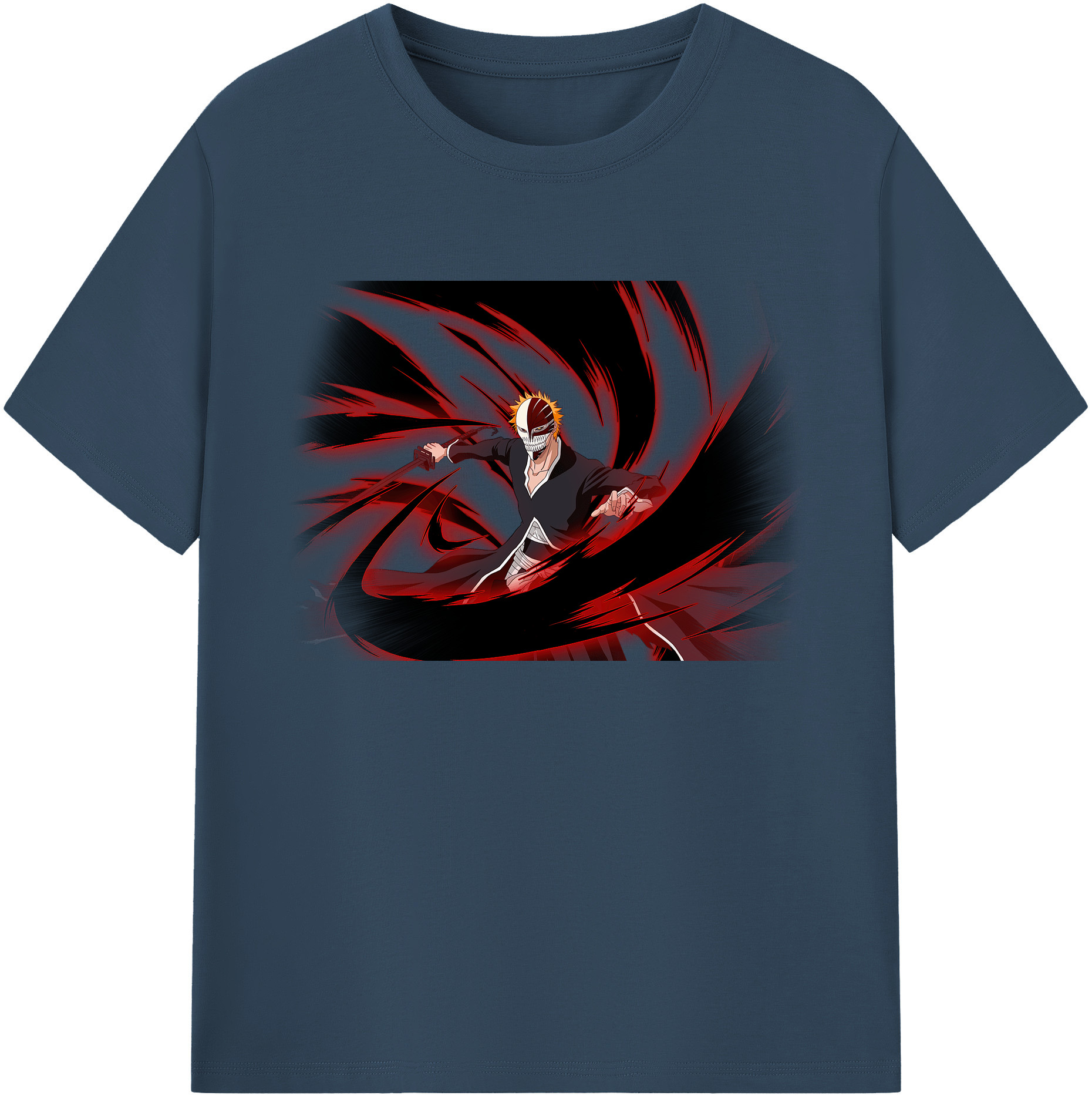 （画像用） ブリーチ 黒崎一護（くろさき いちご）BLEACH Kurosaki Ichigo 綿100％ メンズ半袖Tシャツ｜肌触りやわらか＆通気性