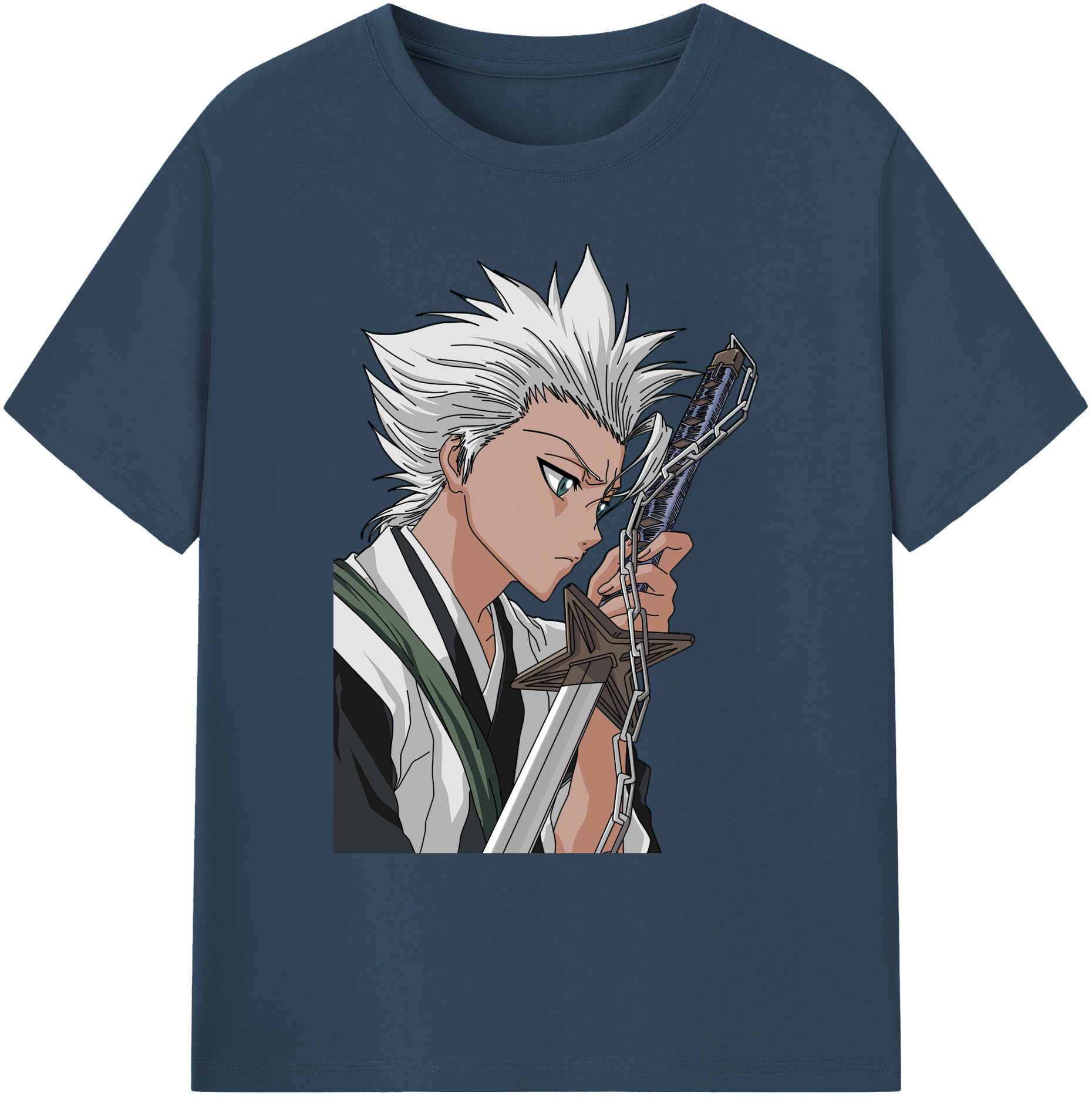 （画像用） ブリーチ 日番谷冬獅郎（ひつがや とうしろう） BLEACH Hitsugaya Toushirou 綿100％ メンズ半袖Tシャツ｜肌触りやわらか＆通気性