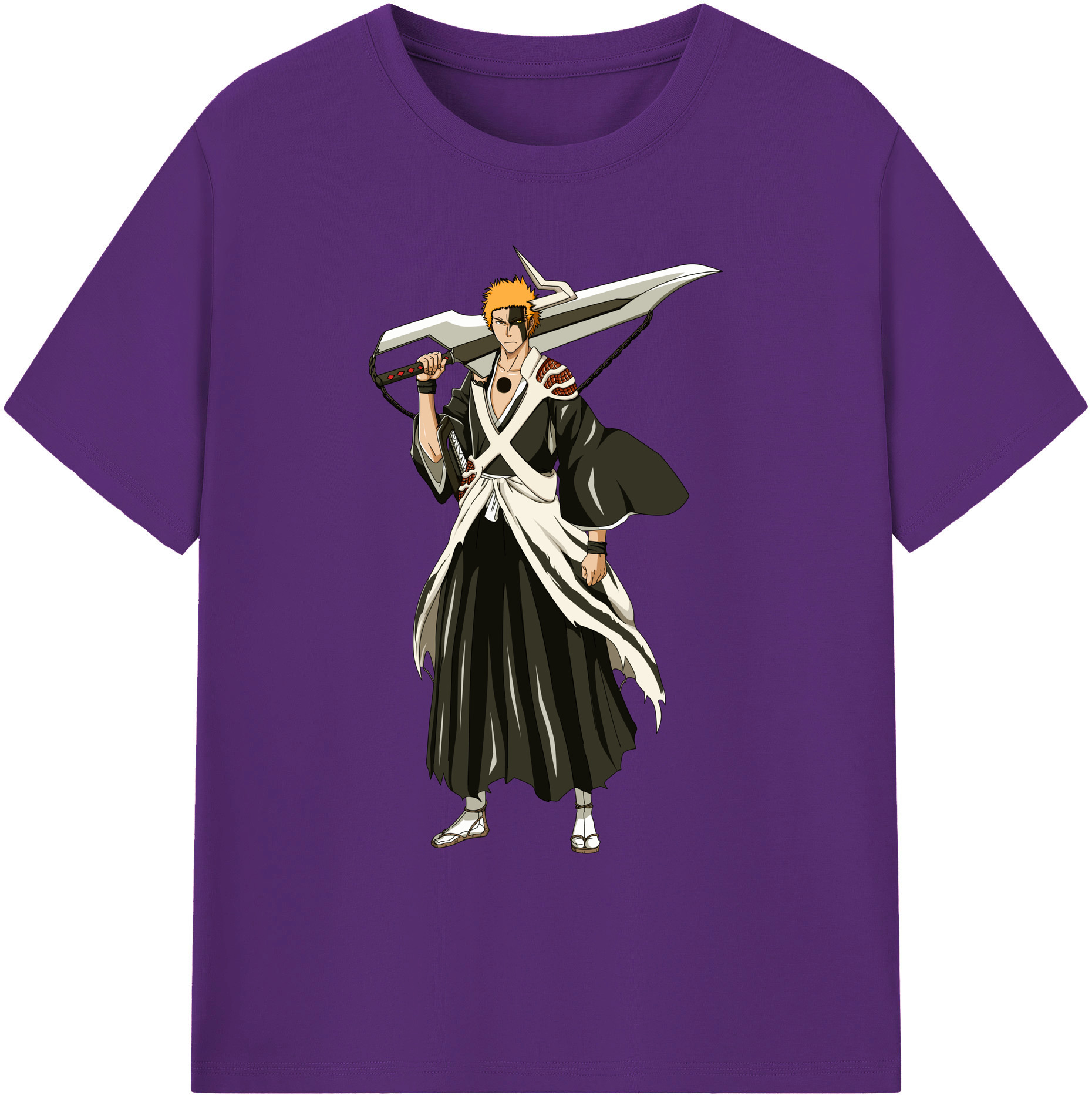 （画像用） ブリーチ 黒崎一護（くろさき いちご）BLEACH Kurosaki Ichigo 綿100％ メンズ半袖Tシャツ｜肌触りやわらか＆通気性