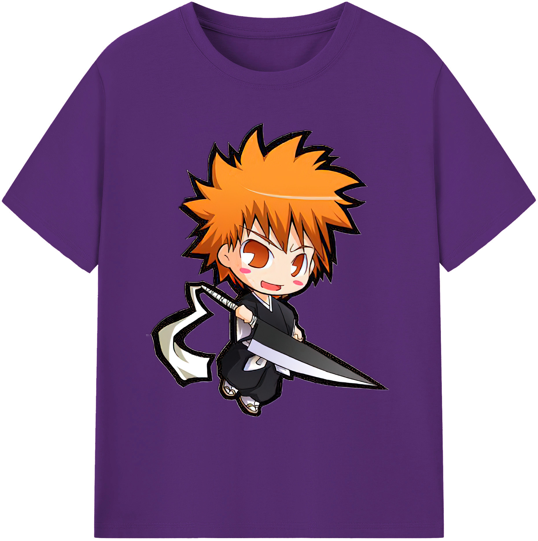 （画像用） ブリーチ 黒崎一護（くろさき いちご）BLEACH Kurosaki Ichigo 綿100％ メンズ半袖Tシャツ｜肌触りやわらか＆通気性
