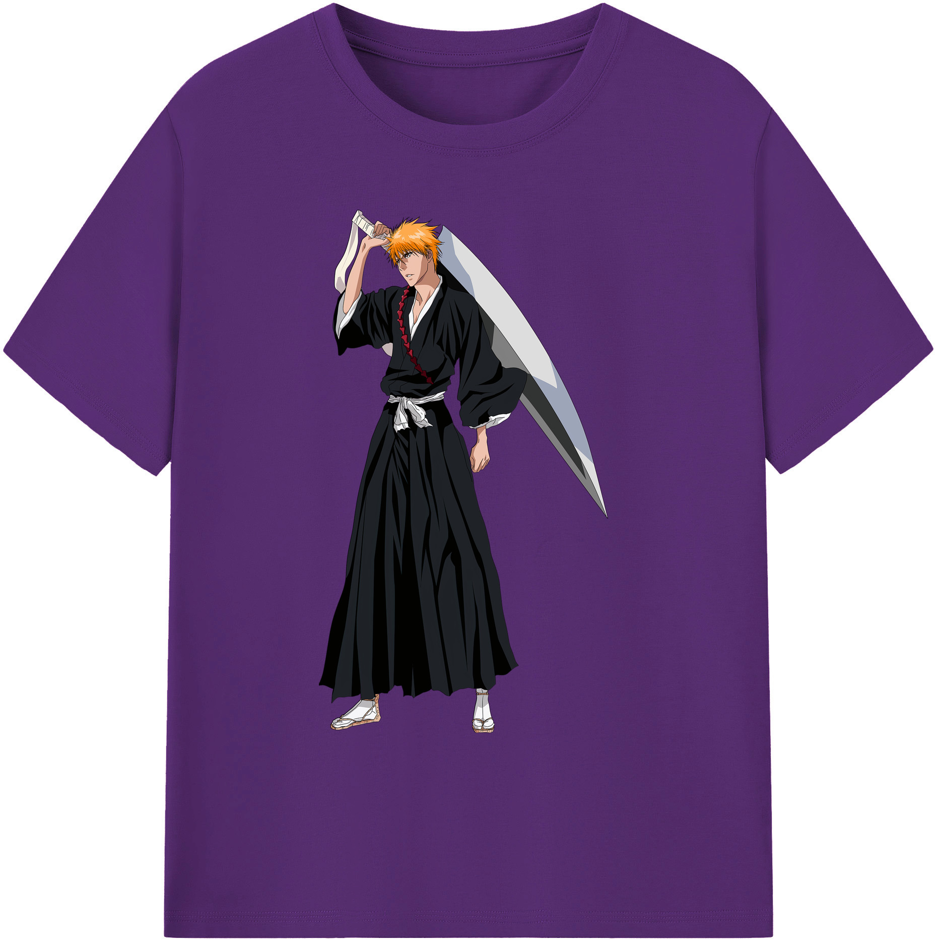 （画像用） ブリーチ 黒崎一護（くろさき いちご）BLEACH Kurosaki Ichigo 綿100％ メンズ半袖Tシャツ｜肌触りやわらか＆通気性