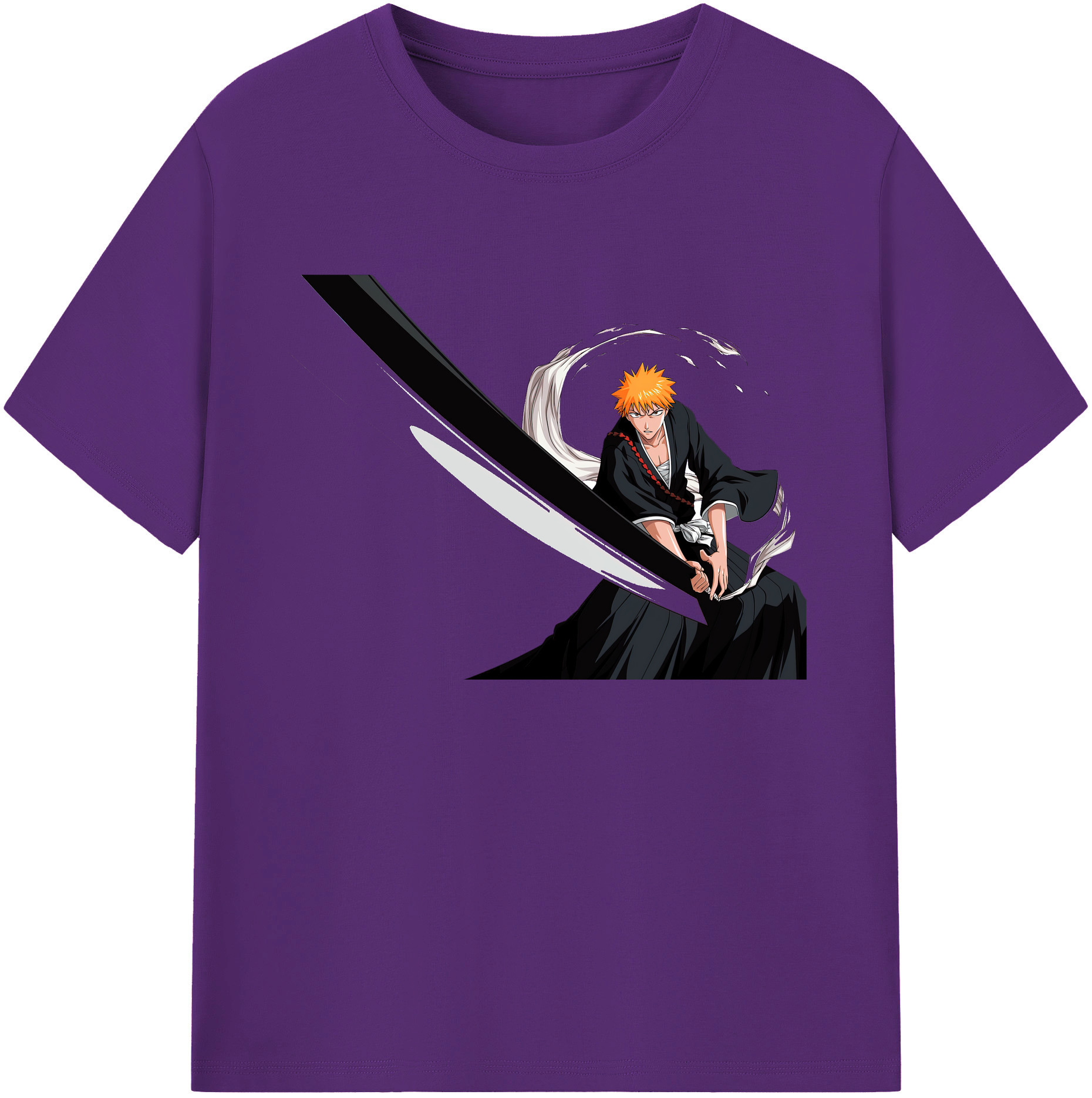 （画像用） ブリーチ 黒崎一護（くろさき いちご）BLEACH Kurosaki Ichigo 綿100％ メンズ半袖Tシャツ｜肌触りやわらか＆通気性