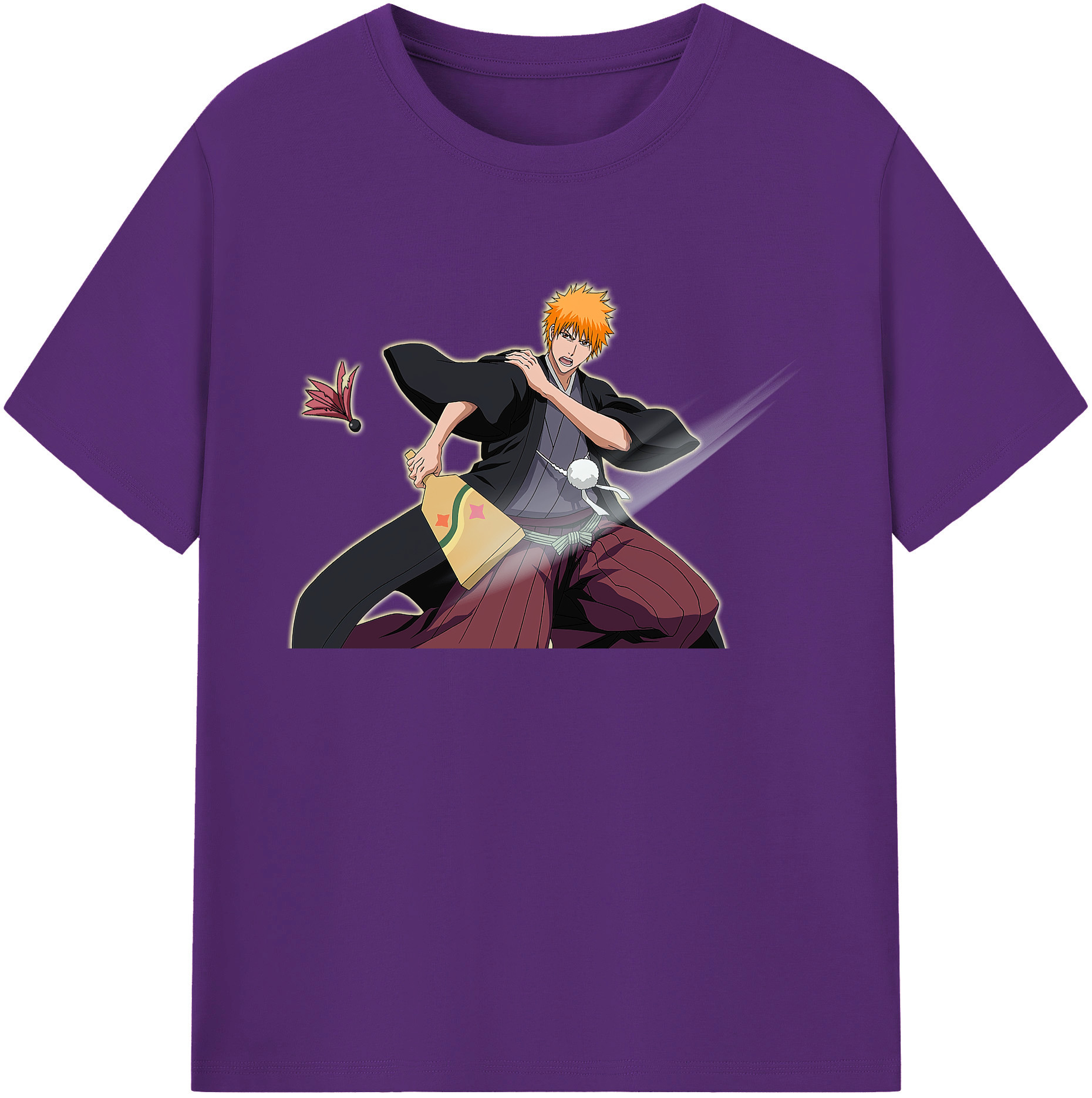 （画像用） ブリーチ 黒崎一護（くろさき いちご）BLEACH Kurosaki Ichigo 綿100％ メンズ半袖Tシャツ｜肌触りやわらか＆通気性