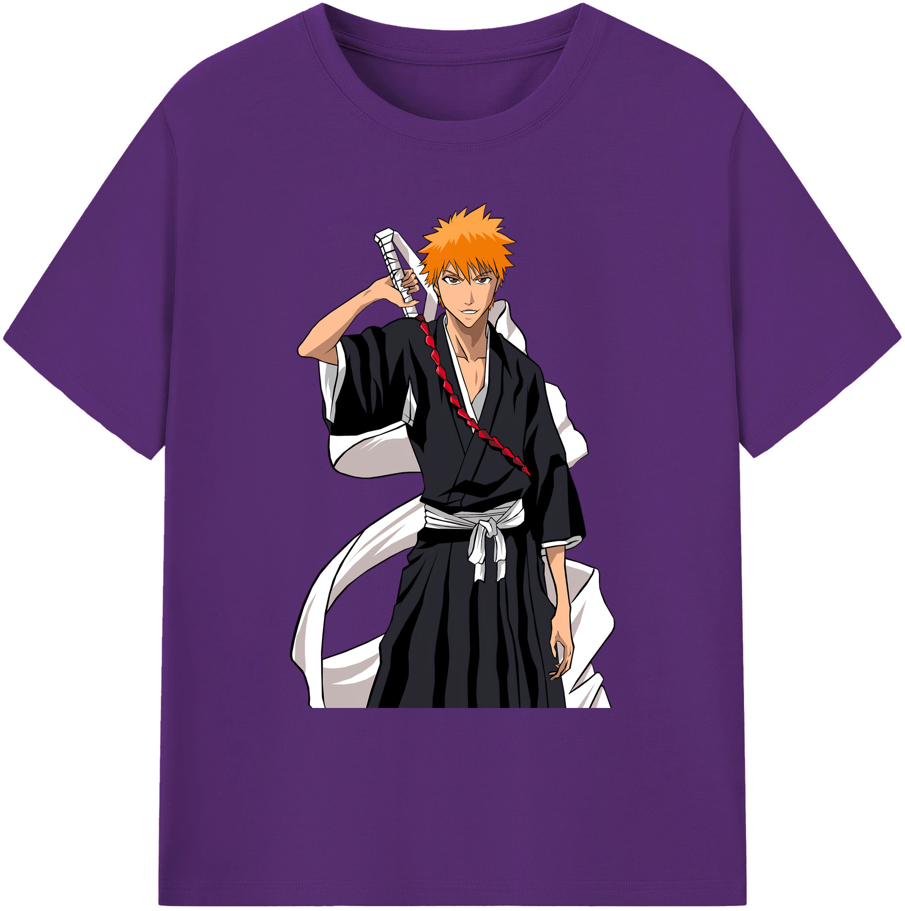 （画像用） ブリーチ 黒崎一護（くろさき いちご）BLEACH Kurosaki Ichigo 綿100％ メンズ半袖Tシャツ｜肌触りやわらか＆通気性