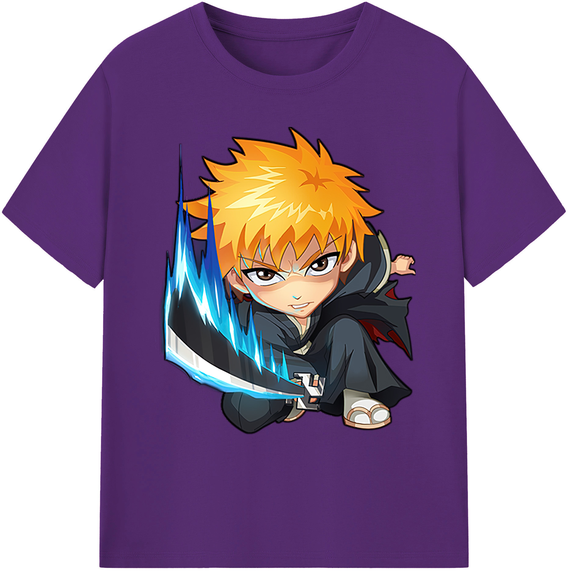 （画像用） ブリーチ 黒崎一護（くろさき いちご）BLEACH Kurosaki Ichigo 綿100％ メンズ半袖Tシャツ｜肌触りやわらか＆通気性