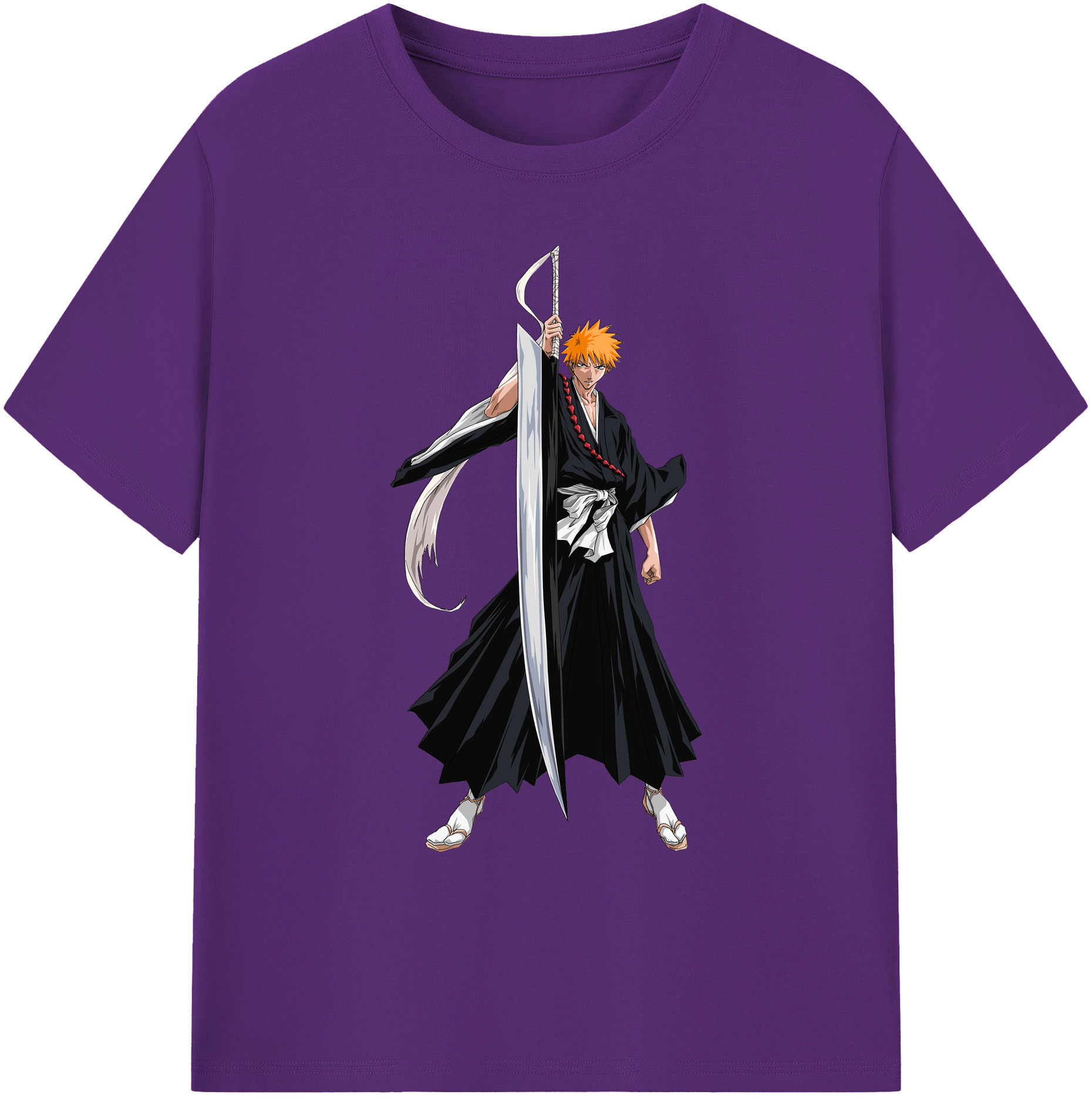（画像用） ブリーチ 黒崎一護（くろさき いちご）BLEACH Kurosaki Ichigo 綿100％ メンズ半袖Tシャツ｜肌触りやわらか＆通気性