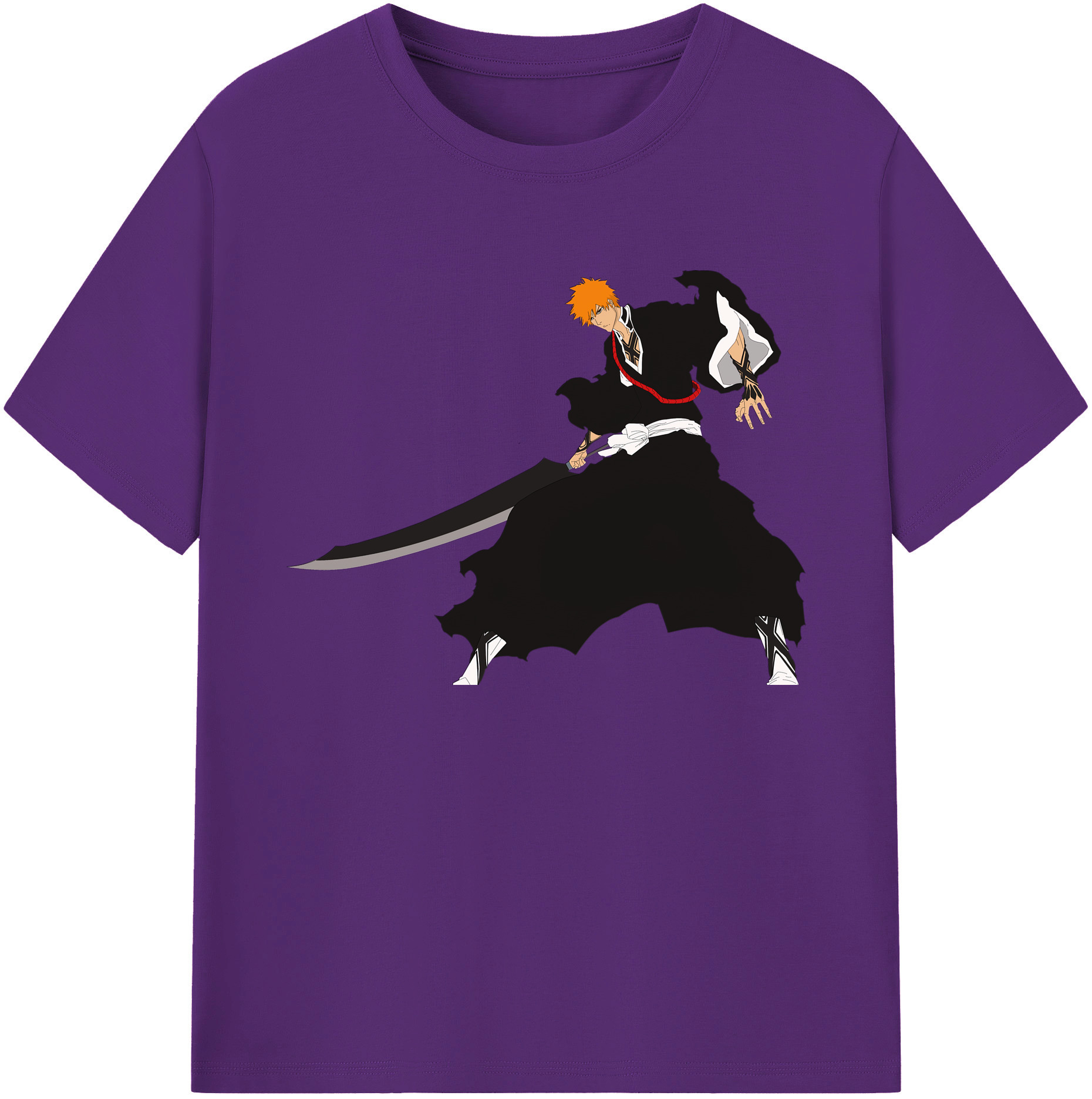 （画像用） ブリーチ 黒崎一護（くろさき いちご）BLEACH Kurosaki Ichigo 綿100％ メンズ半袖Tシャツ｜肌触りやわらか＆通気性
