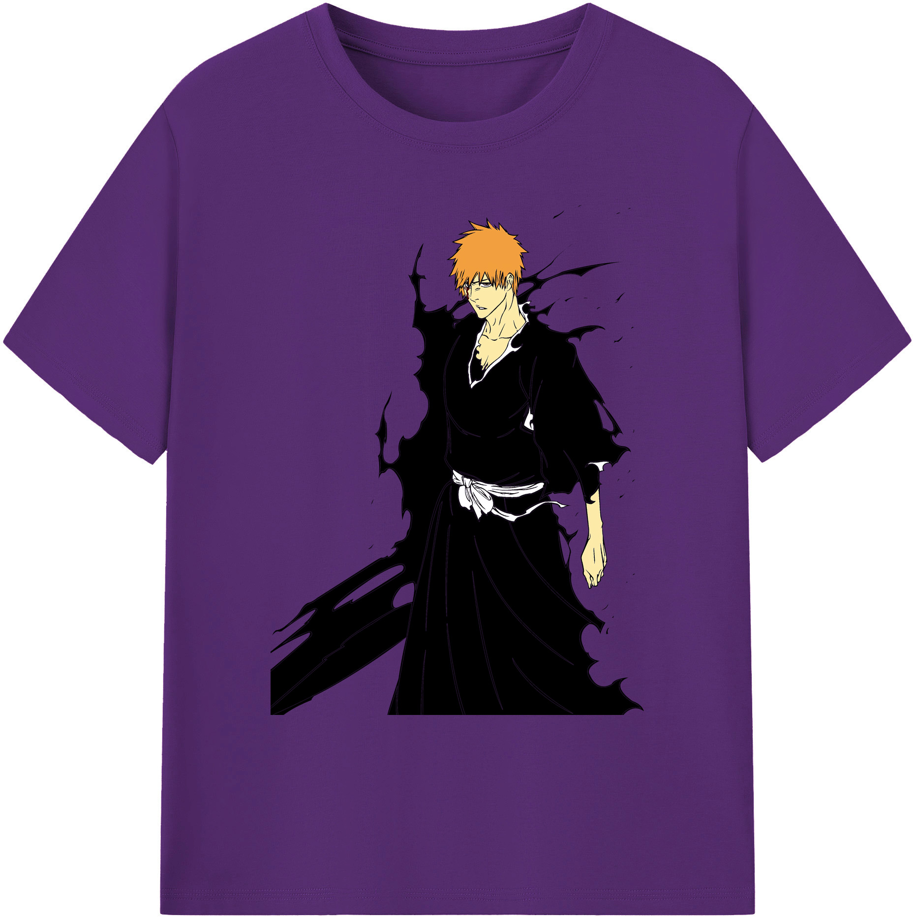 （画像用） ブリーチ 黒崎一護（くろさき いちご）BLEACH Kurosaki Ichigo 綿100％ メンズ半袖Tシャツ｜肌触りやわらか＆通気性
