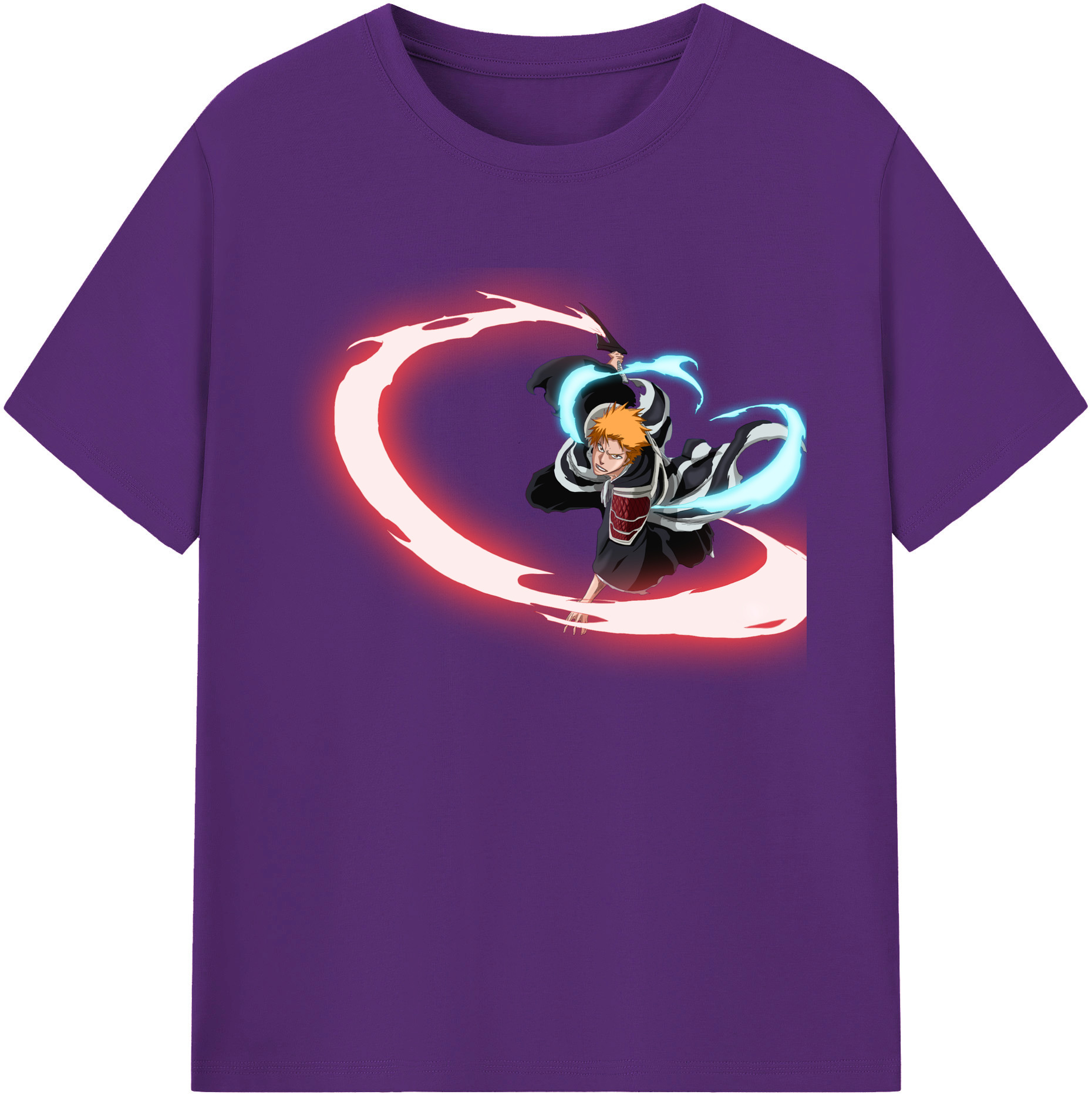 （画像用） ブリーチ 黒崎一護（くろさき いちご）BLEACH Kurosaki Ichigo 綿100％ メンズ半袖Tシャツ｜肌触りやわらか＆通気性