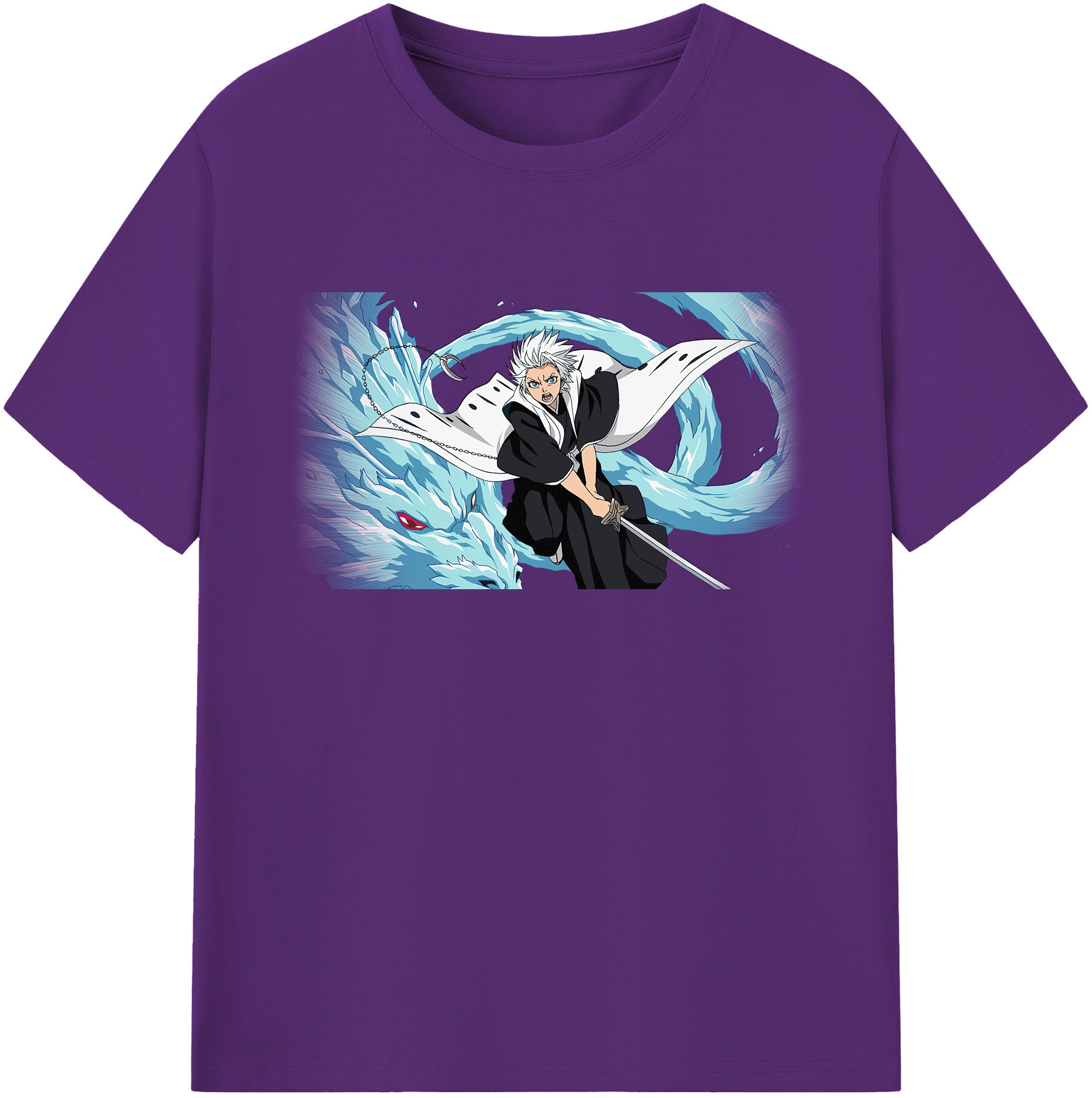 （画像用） ブリーチ 日番谷冬獅郎（ひつがや とうしろう） BLEACH Hitsugaya Toushirou 綿100％ メンズ半袖Tシャツ｜肌触りやわらか＆通気性