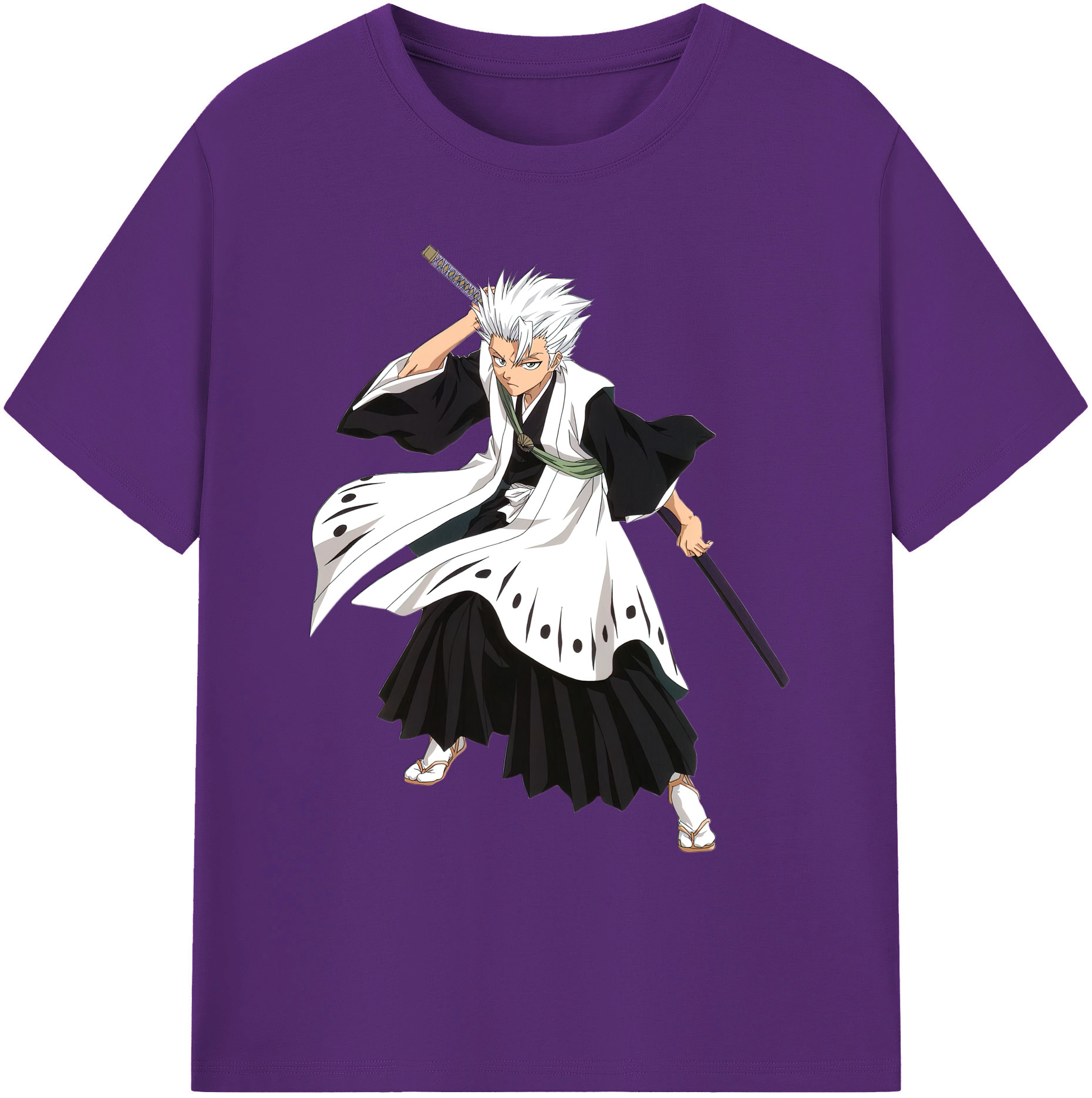 （画像用） ブリーチ 日番谷冬獅郎（ひつがや とうしろう） BLEACH Hitsugaya Toushirou 綿100％ メンズ半袖Tシャツ｜肌触りやわらか＆通気性