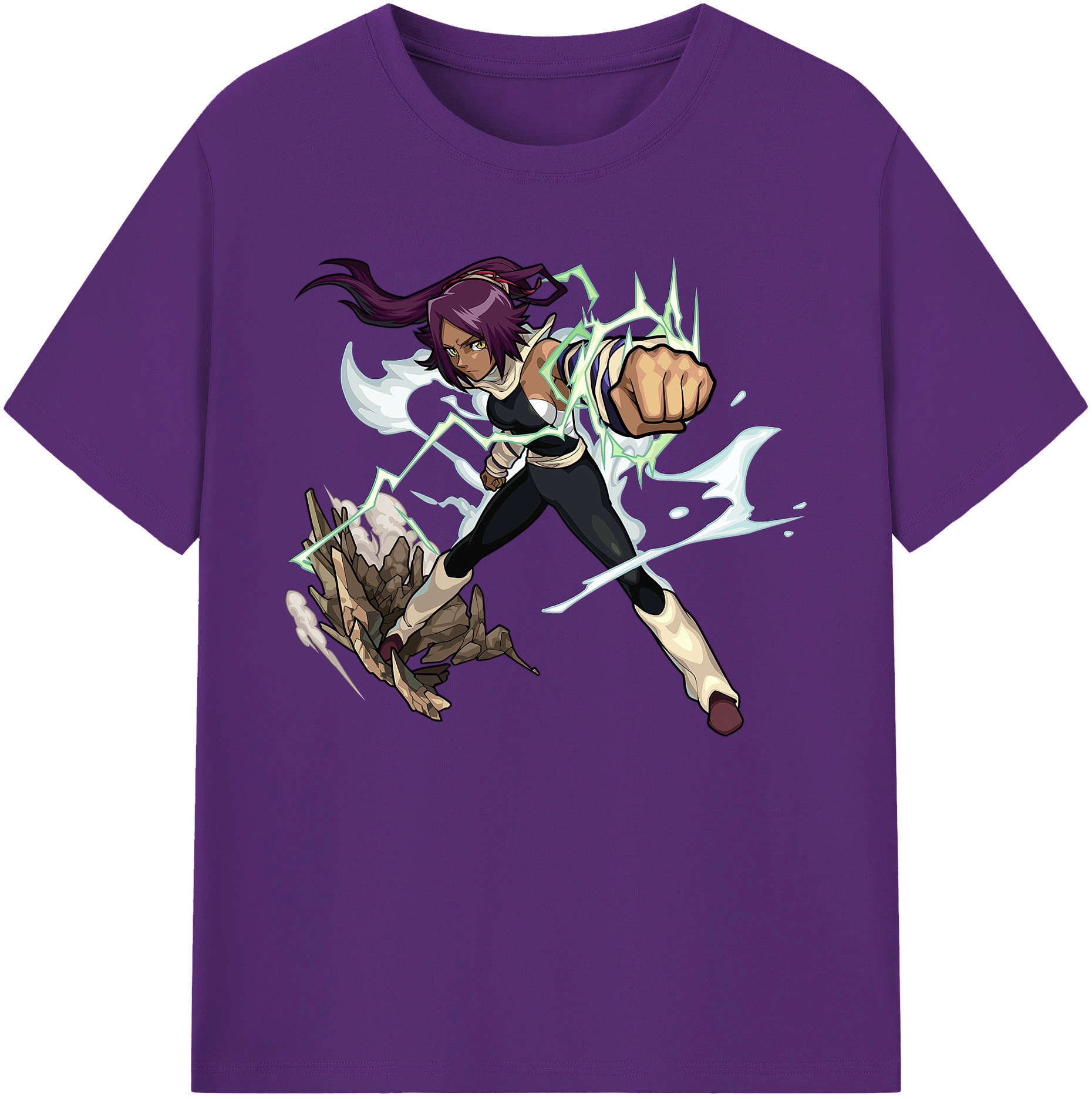 （画像用） ブリーチ 四楓院 夜一（しほういん よるいち） BLEACH Shihouin Yoruichi 綿100％ メンズ半袖Tシャツ｜肌触りやわらか＆通気性
