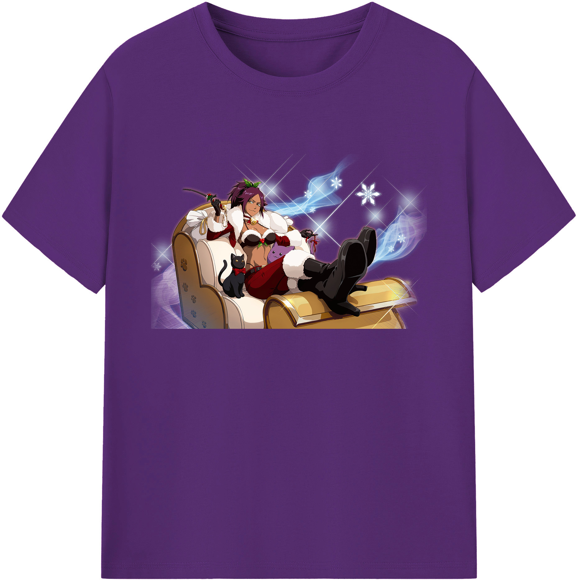 （画像用） ブリーチ 四楓院 夜一（しほういん よるいち） BLEACH Shihouin Yoruichi 綿100％ メンズ半袖Tシャツ｜肌触りやわらか＆通気性