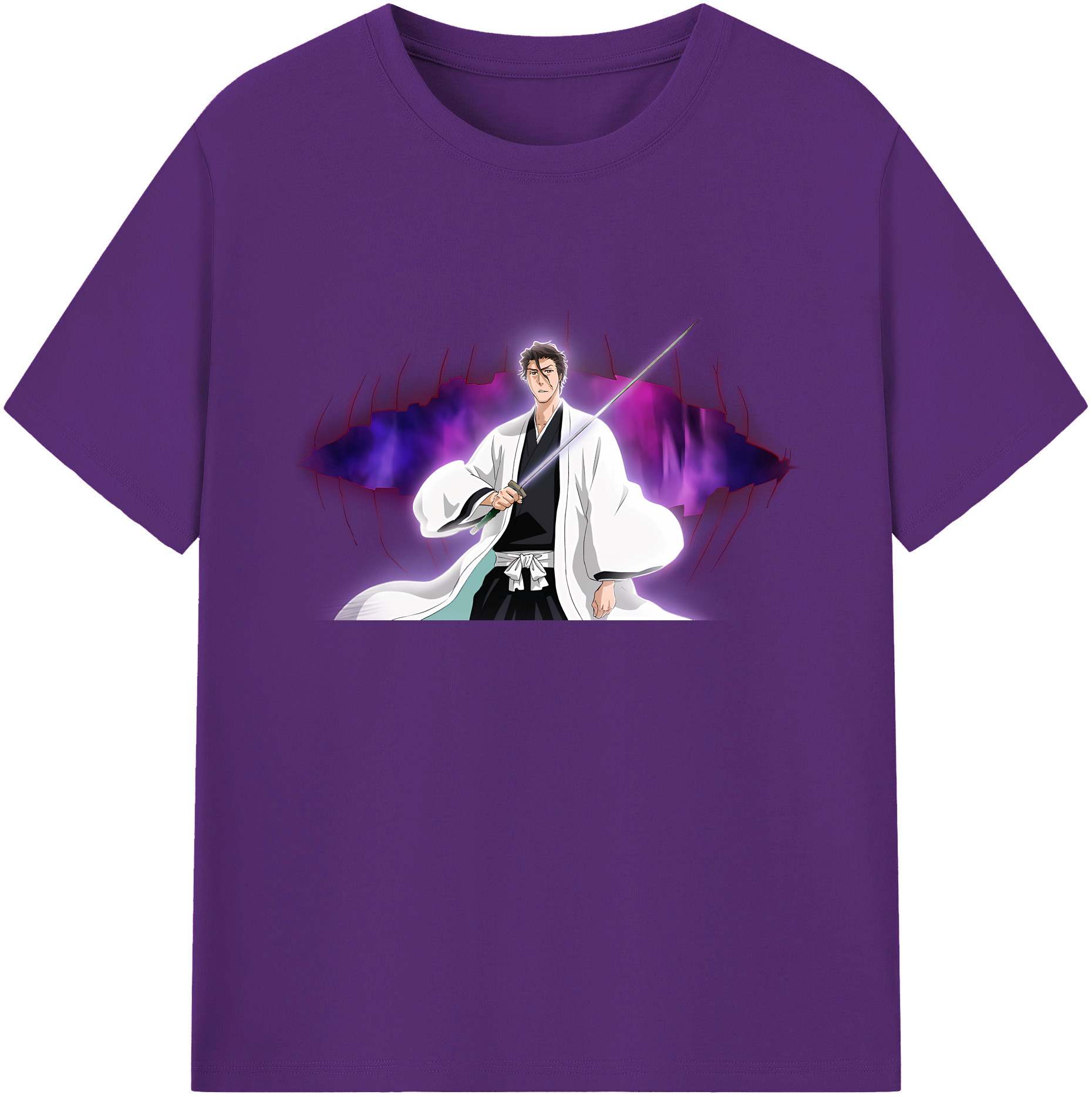 （画像用） ブリーチ 藍染 惣右介（あいぜん そうすけ） BLEACH Aizen Sousuke 綿100％ メンズ半袖Tシャツ｜肌触りやわらか＆通気性