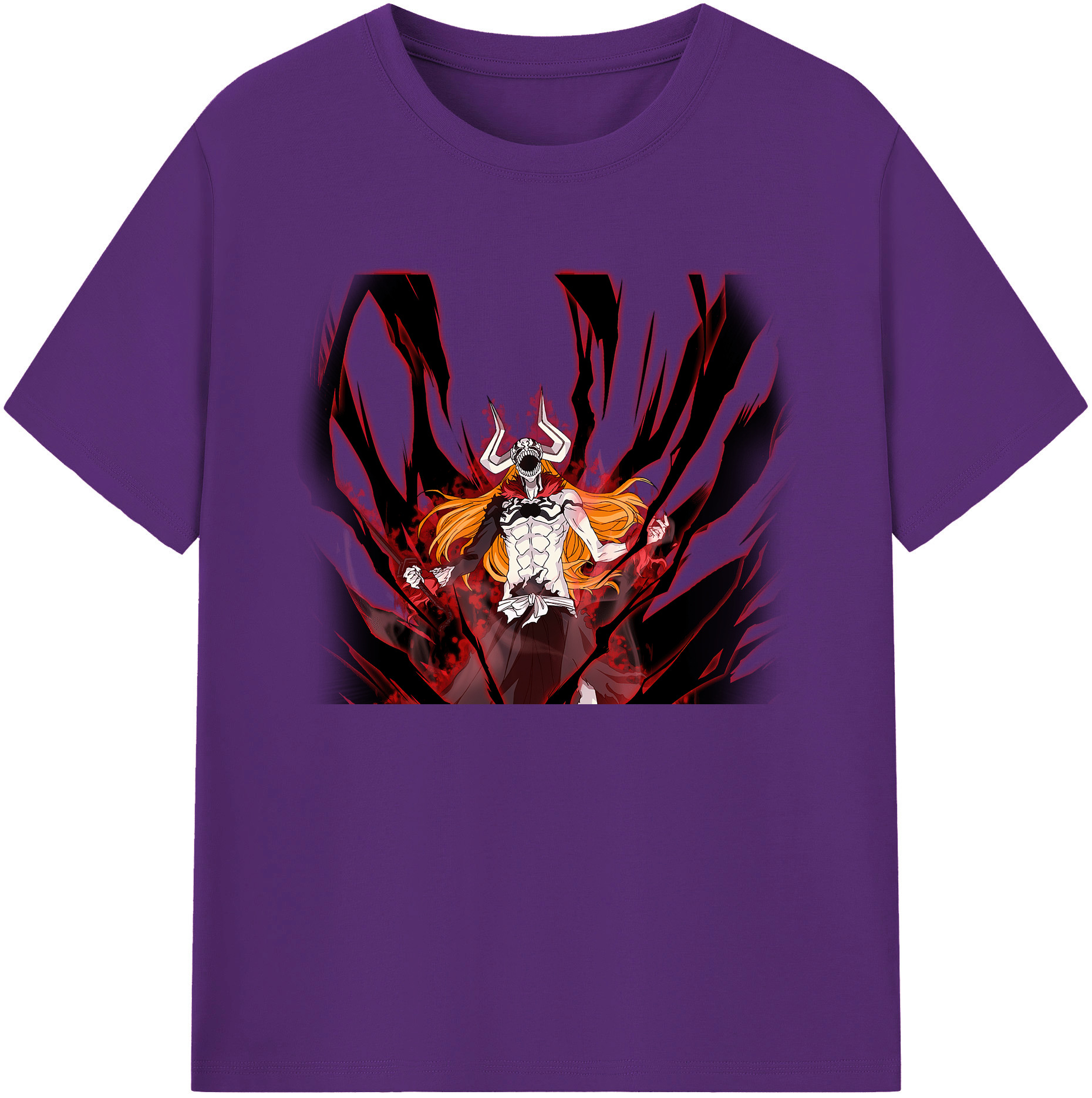 （画像用） ブリーチ 黒崎一護（くろさき いちご）BLEACH Kurosaki Ichigo 綿100％ メンズ半袖Tシャツ｜肌触りやわらか＆通気性