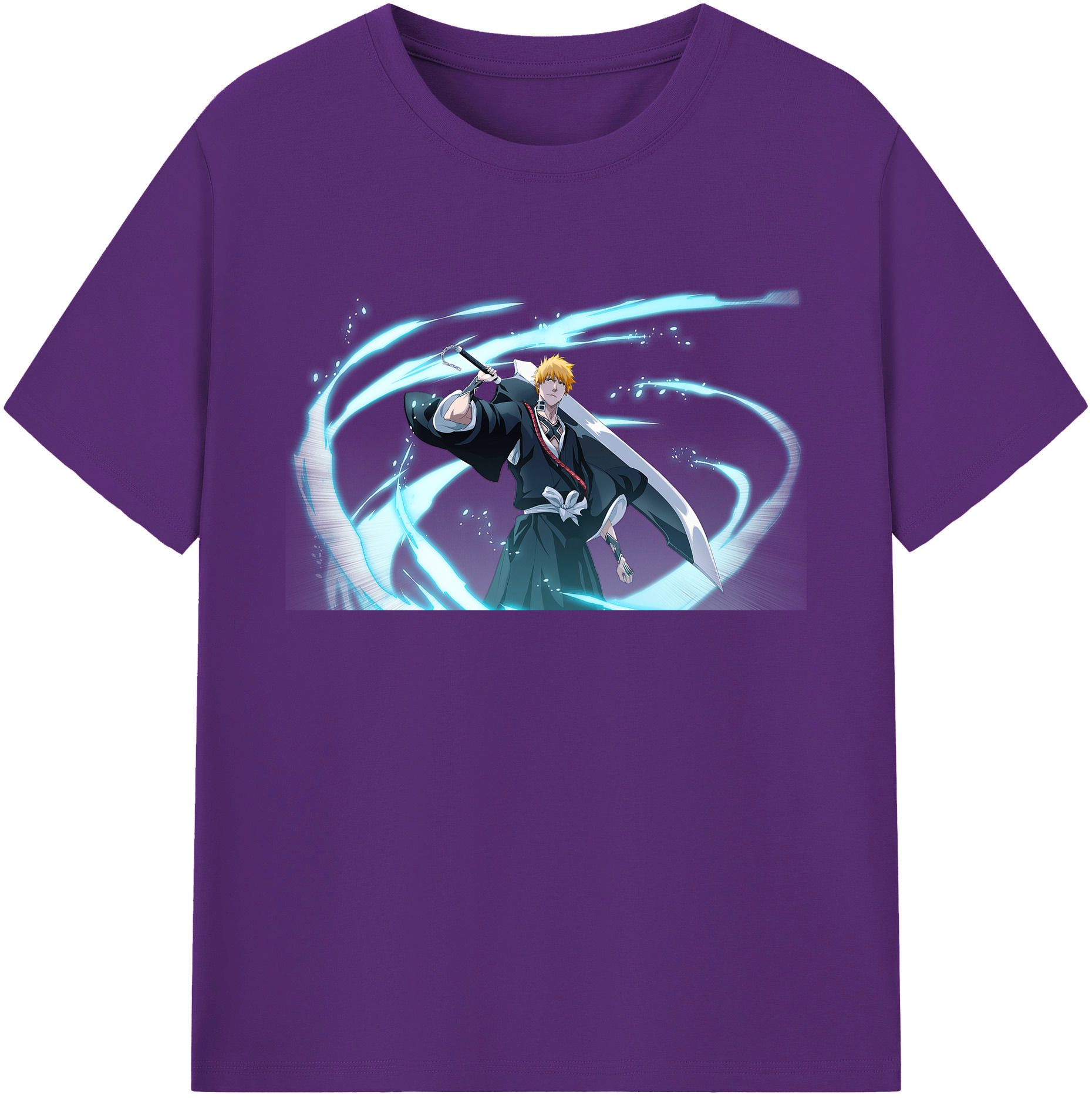 （画像用） ブリーチ 黒崎一護（くろさき いちご）BLEACH Kurosaki Ichigo 綿100％ メンズ半袖Tシャツ｜肌触りやわらか＆通気性
