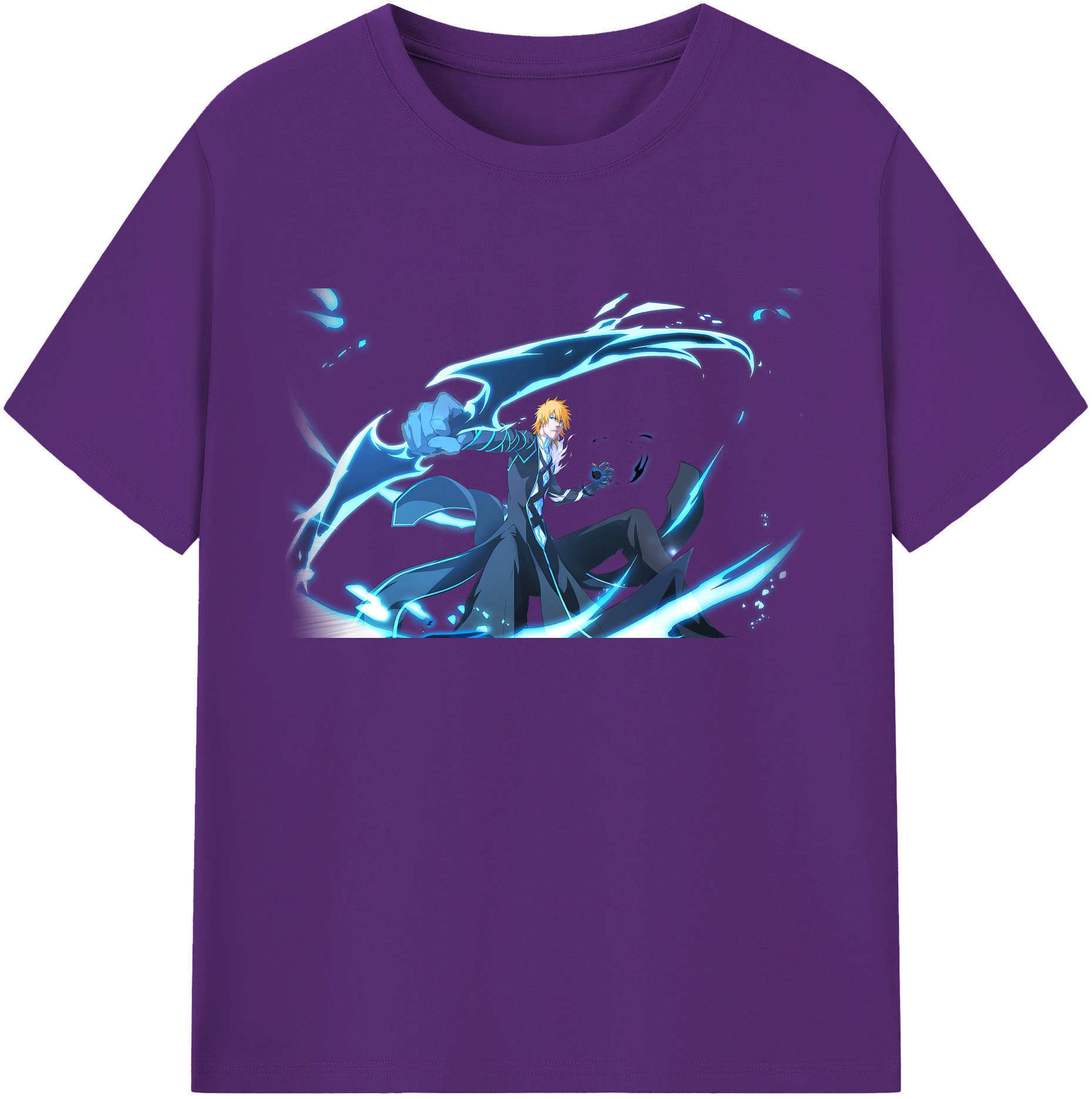 （画像用） ブリーチ 黒崎一護（くろさき いちご）BLEACH Kurosaki Ichigo 綿100％ メンズ半袖Tシャツ｜肌触りやわらか＆通気性
