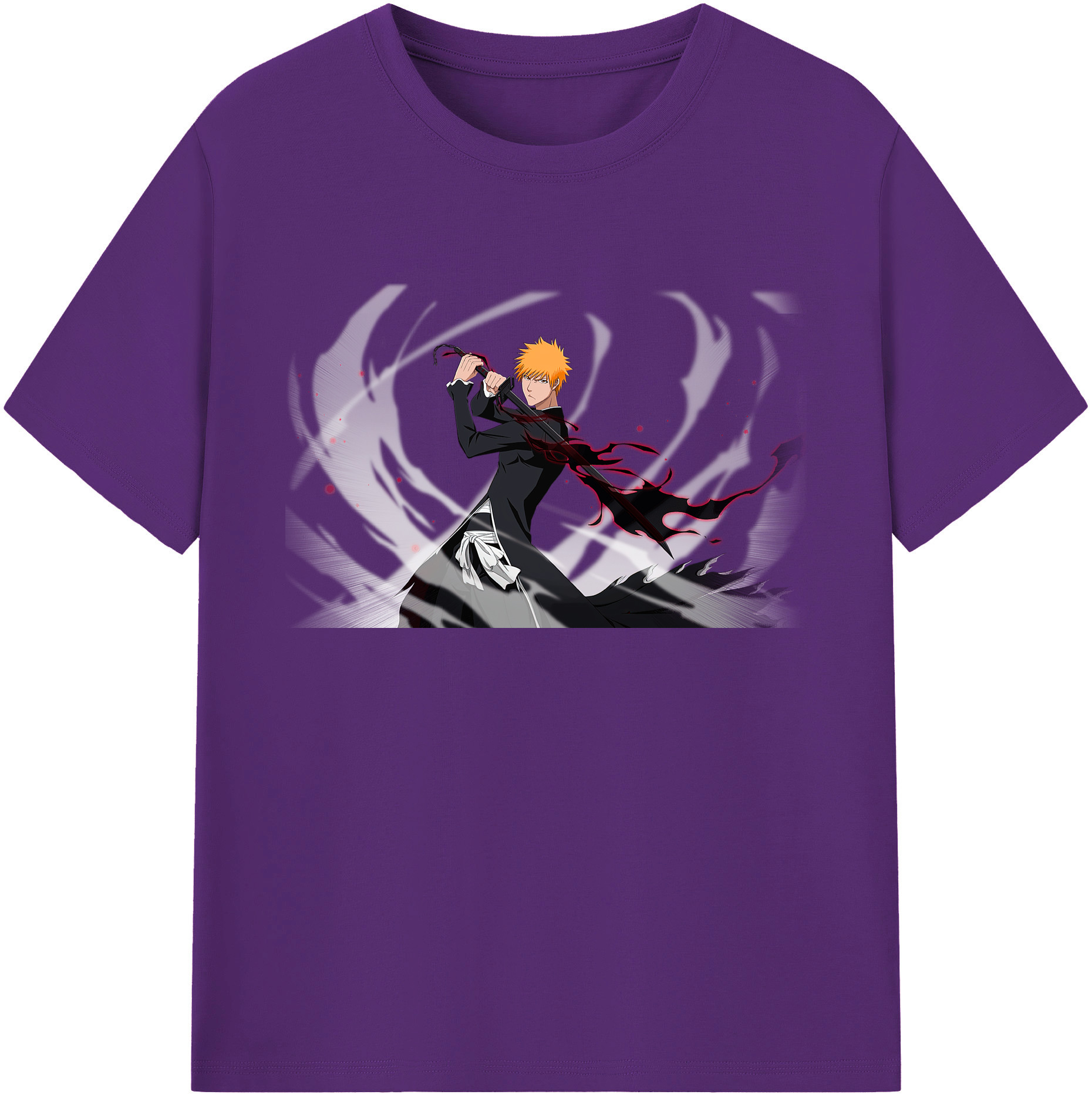 （画像用） ブリーチ 黒崎一護（くろさき いちご）BLEACH Kurosaki Ichigo 綿100％ メンズ半袖Tシャツ｜肌触りやわらか＆通気性