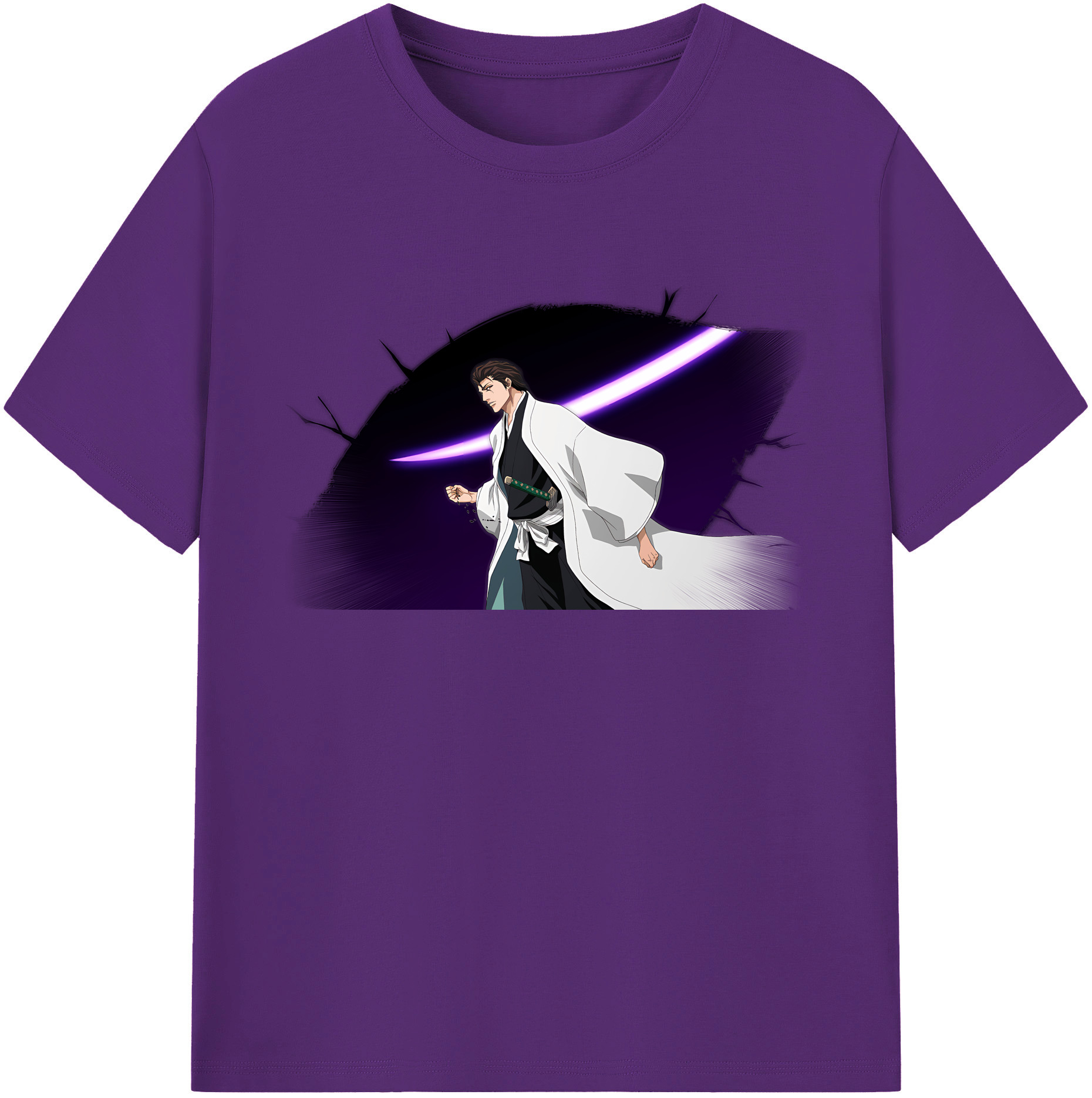 （画像用） ブリーチ 藍染 惣右介（あいぜん そうすけ） BLEACH Aizen Sousuke 綿100％ メンズ半袖Tシャツ｜肌触りやわらか＆通気性