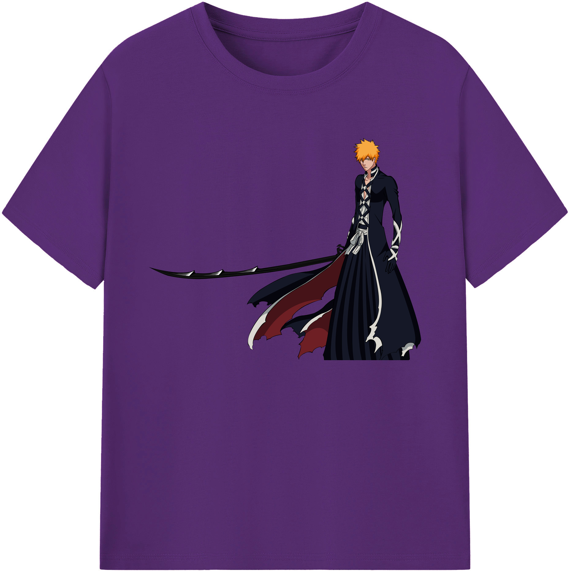 （画像用） ブリーチ 黒崎一護（くろさき いちご）BLEACH Kurosaki Ichigo 綿100％ メンズ半袖Tシャツ｜肌触りやわらか＆通気性