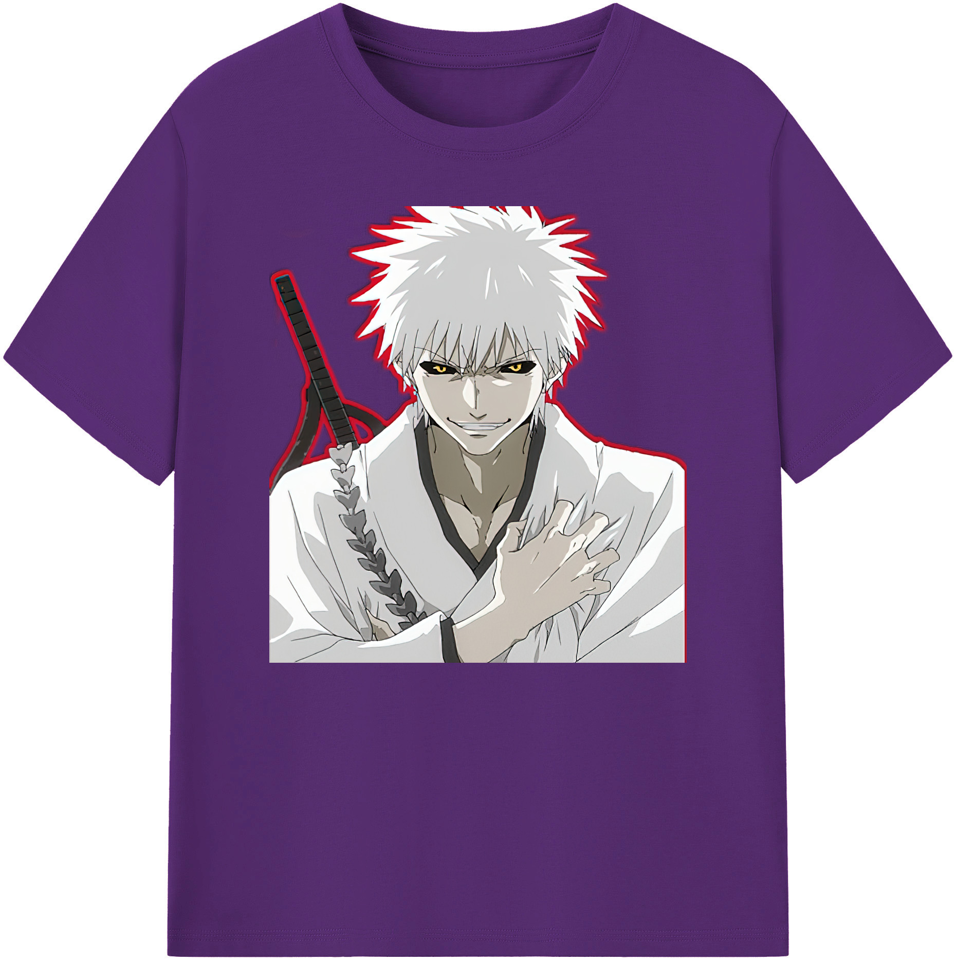 （画像用） ブリーチ 黒崎一護（くろさき いちご）BLEACH Kurosaki Ichigo 綿100％ メンズ半袖Tシャツ｜肌触りやわらか＆通気性
