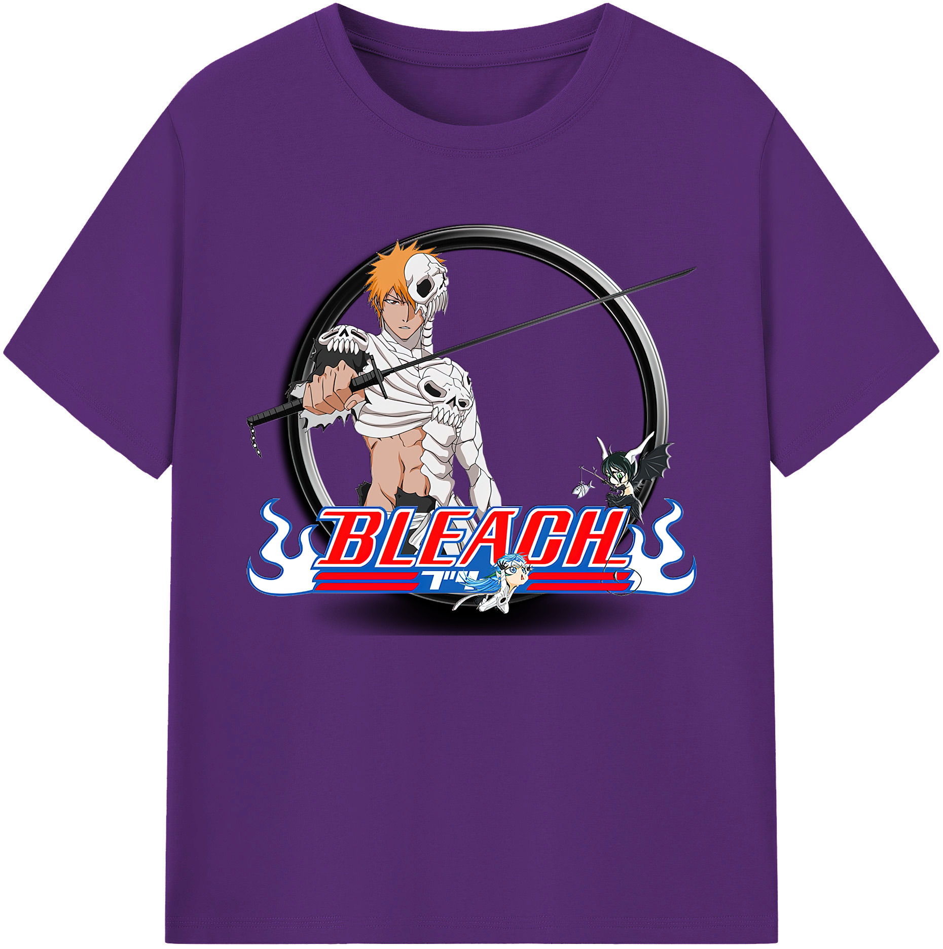 （画像用） ブリーチ 黒崎一護（くろさき いちご）BLEACH Kurosaki Ichigo 綿100％ メンズ半袖Tシャツ｜肌触りやわらか＆通気性