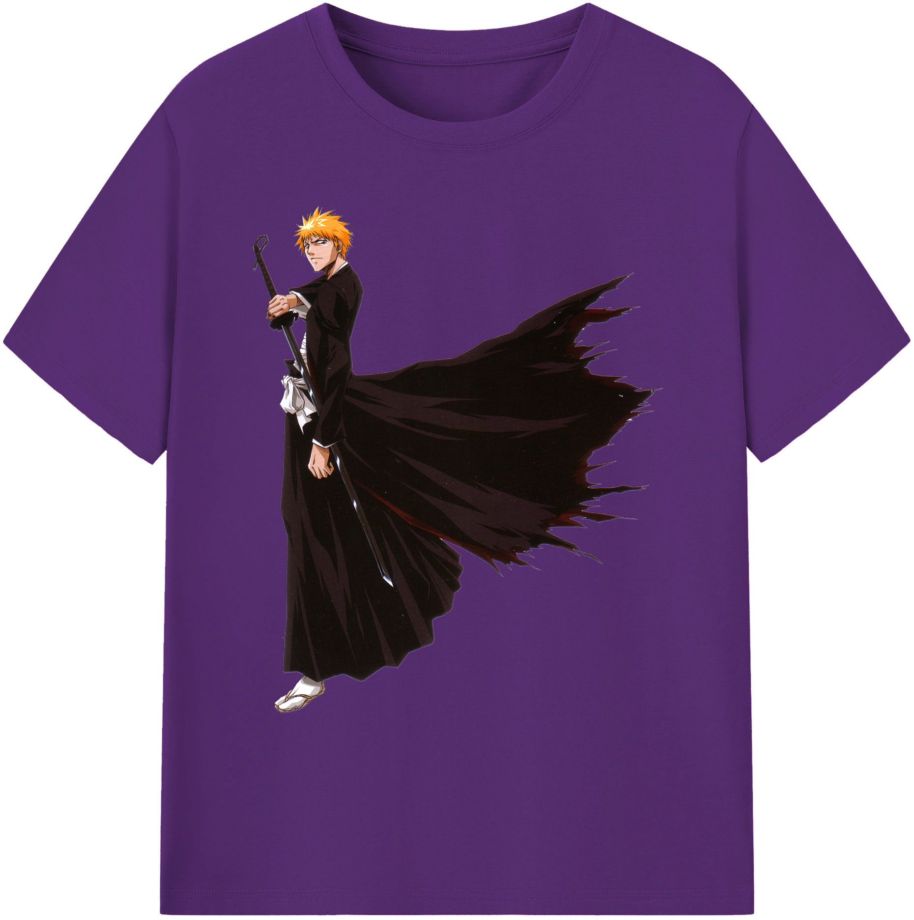 （画像用） ブリーチ 黒崎一護（くろさき いちご）BLEACH Kurosaki Ichigo 綿100％ メンズ半袖Tシャツ｜肌触りやわらか＆通気性