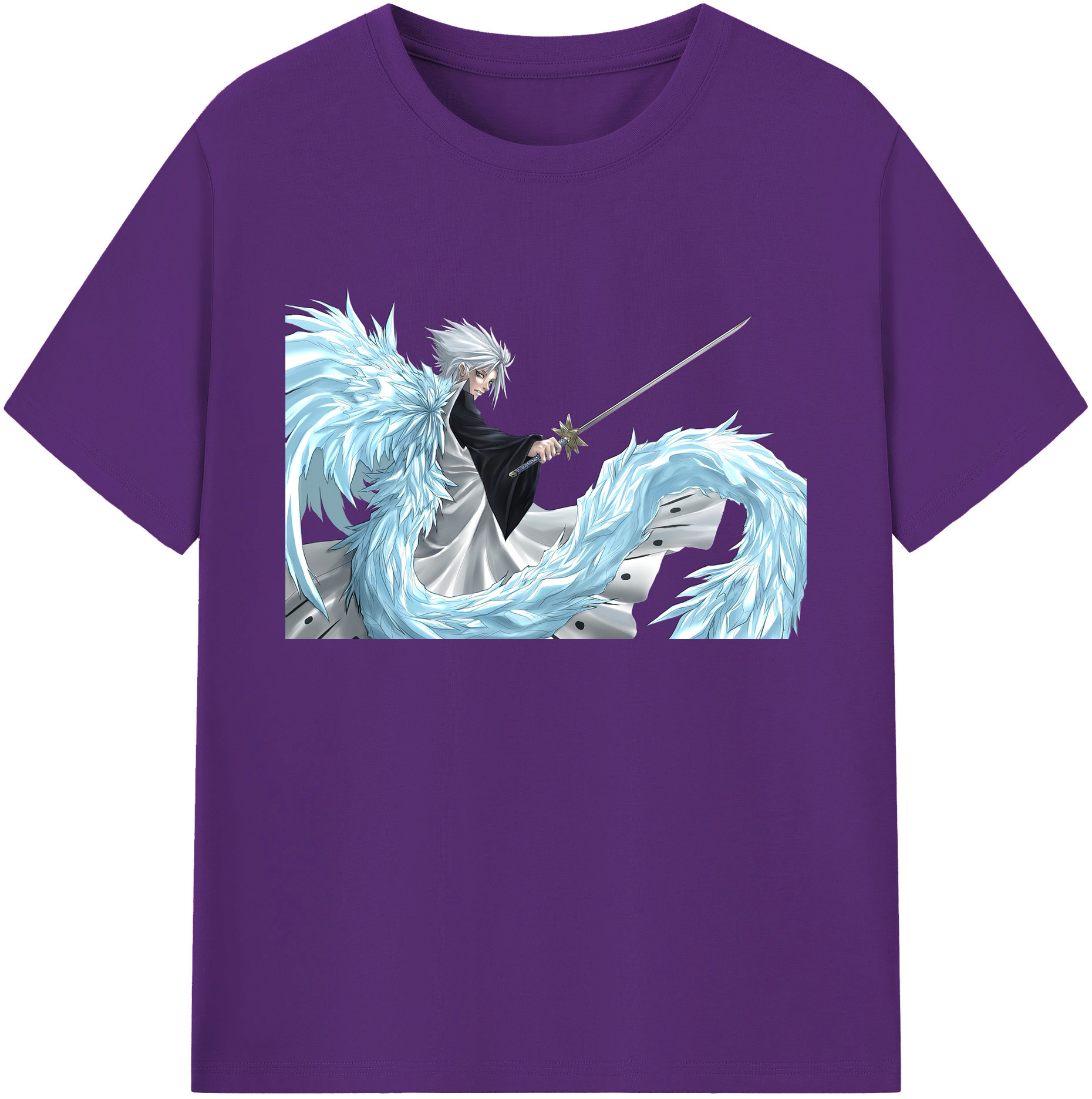 （画像用） ブリーチ 日番谷冬獅郎（ひつがや とうしろう） BLEACH Hitsugaya Toushirou 綿100％ メンズ半袖Tシャツ｜肌触りやわらか＆通気性