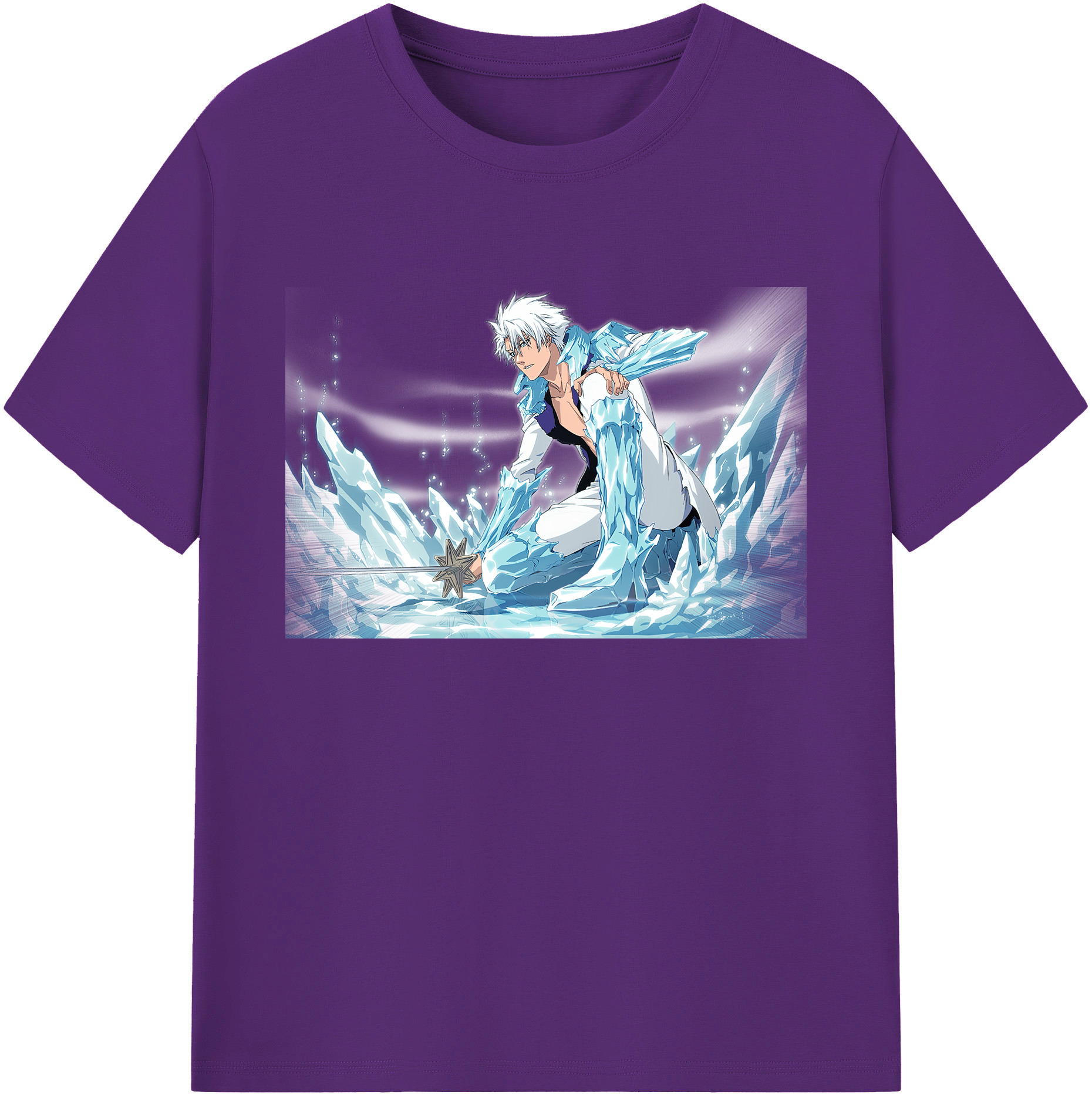 （画像用） ブリーチ 日番谷冬獅郎（ひつがや とうしろう） BLEACH Hitsugaya Toushirou 綿100％ メンズ半袖Tシャツ｜肌触りやわらか＆通気性