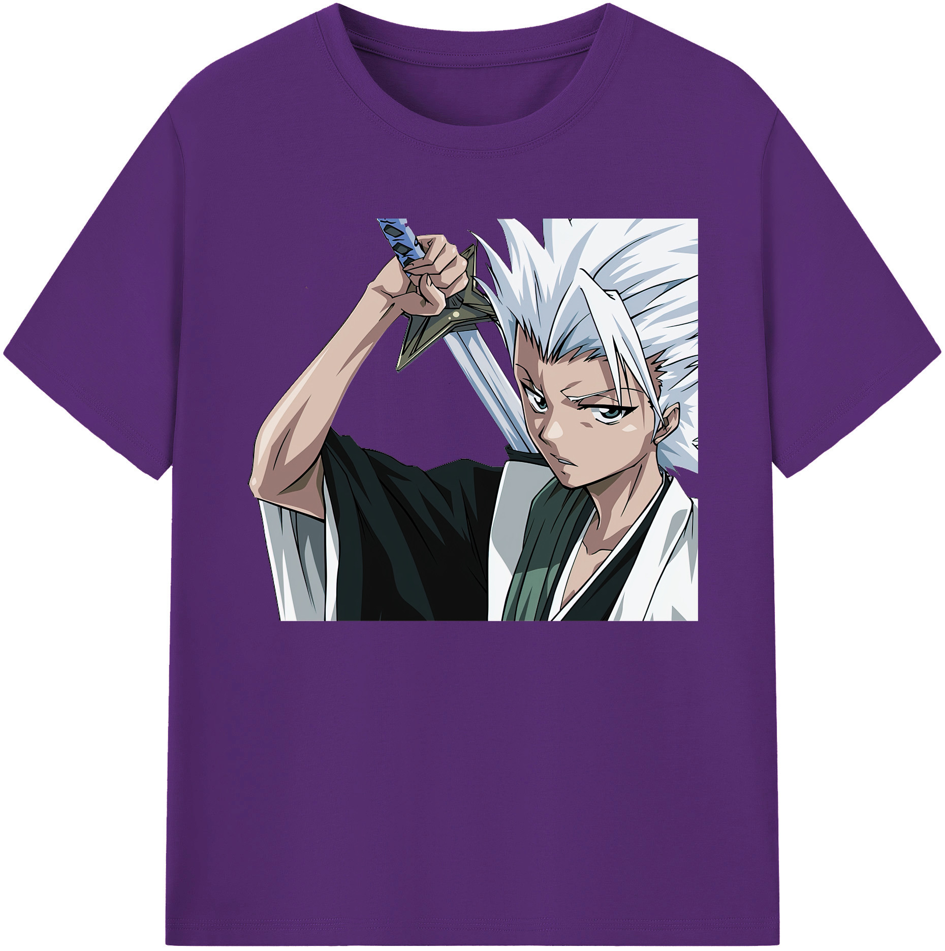 （画像用） ブリーチ 日番谷冬獅郎（ひつがや とうしろう） BLEACH Hitsugaya Toushirou 綿100％ メンズ半袖Tシャツ｜肌触りやわらか＆通気性