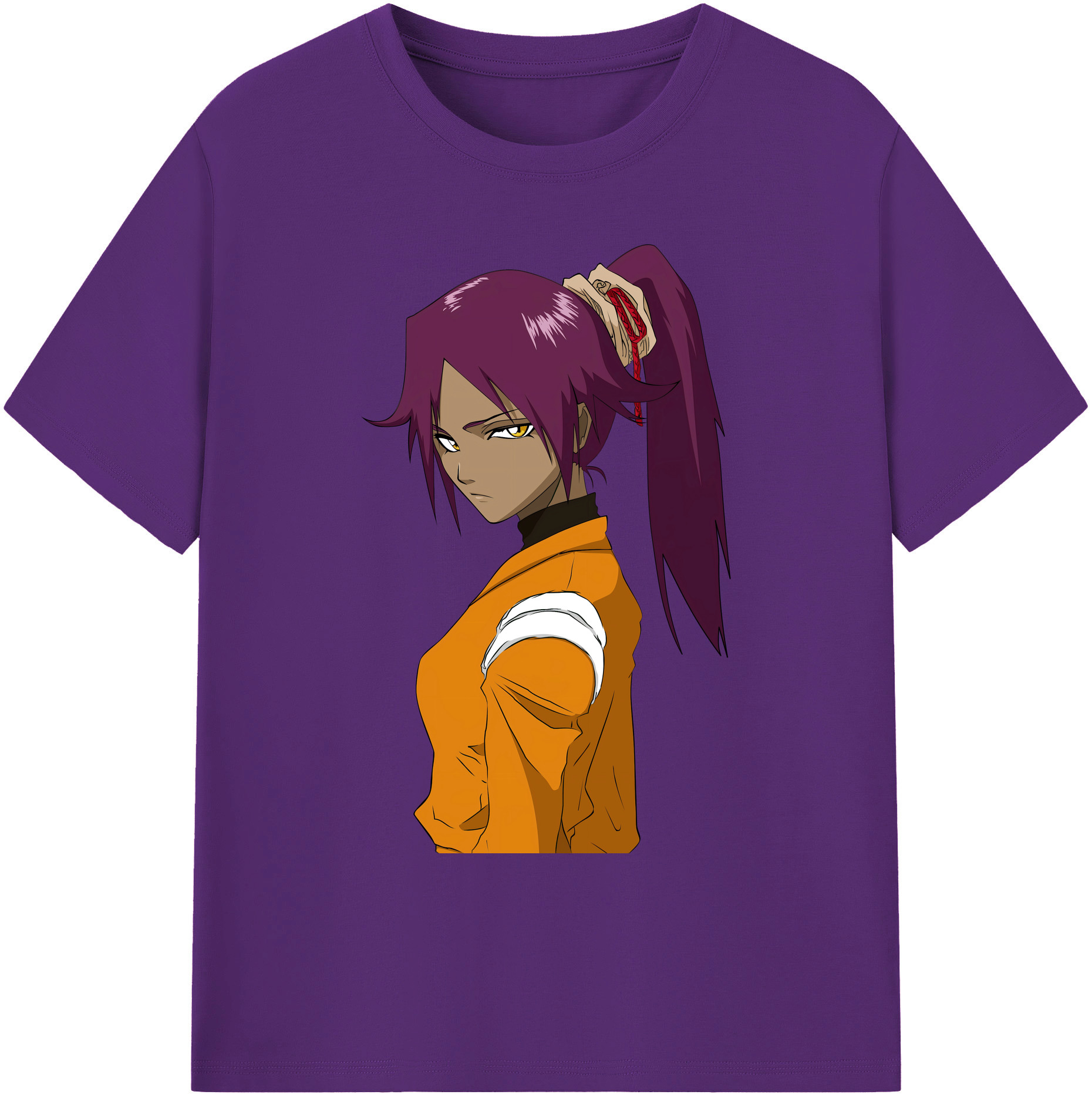 （画像用） ブリーチ 四楓院 夜一（しほういん よるいち） BLEACH Shihouin Yoruichi 綿100％ メンズ半袖Tシャツ｜肌触りやわらか＆通気性