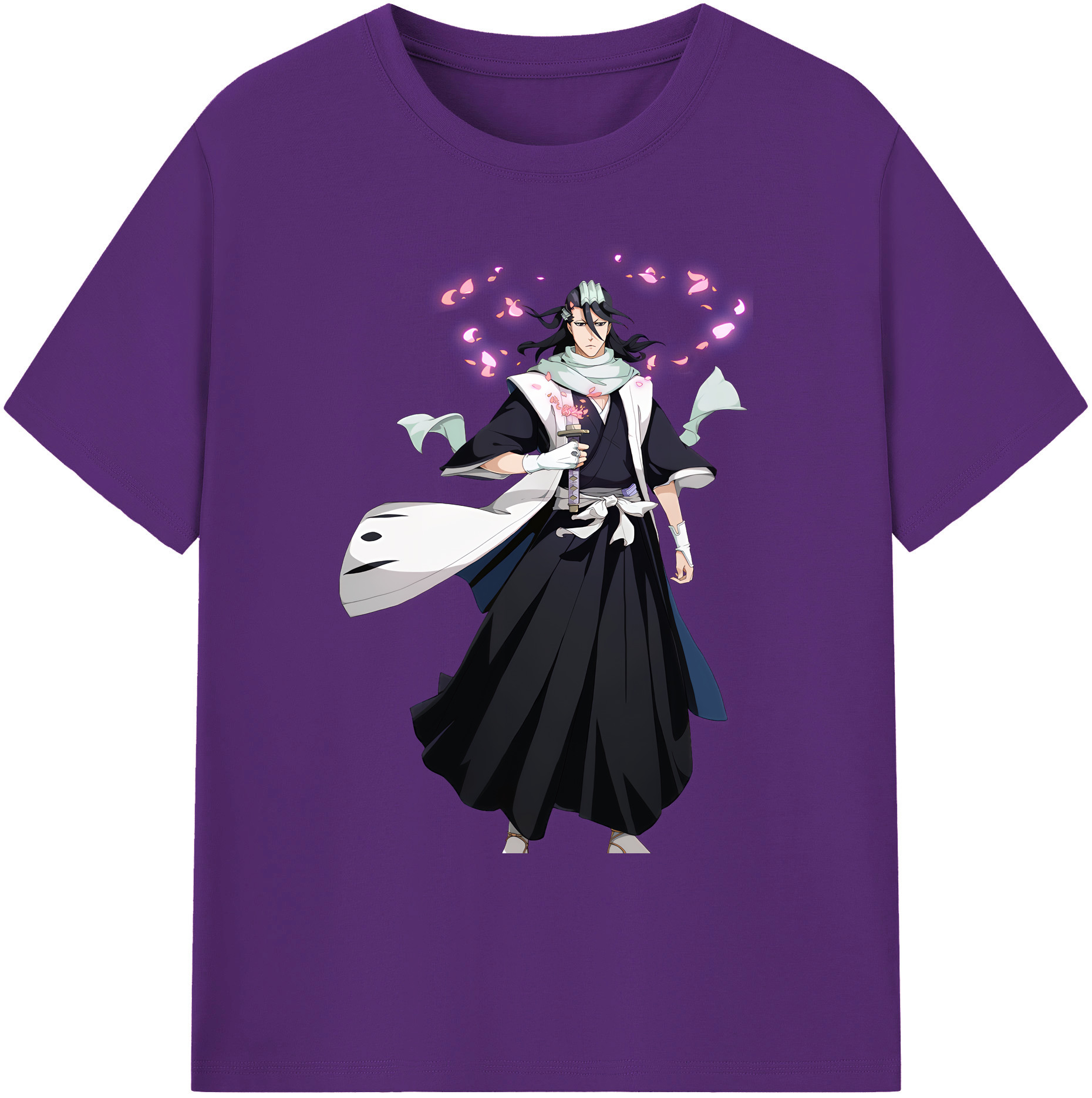 （画像用） ブリーチ くちき びゃくや BLEACH Kuchiki Byakuya 綿100％ メンズ半袖Tシャツ｜肌触りやわらか＆通気性