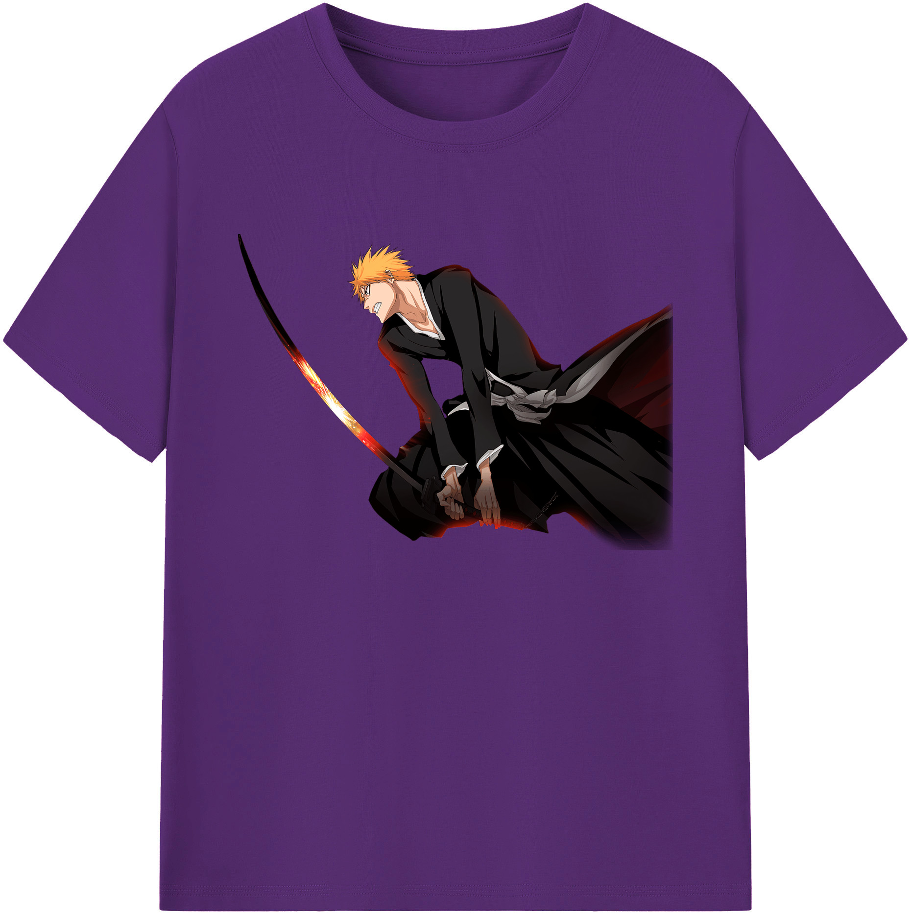 （画像用） ブリーチ 黒崎一護（くろさき いちご）BLEACH Kurosaki Ichigo 綿100％ メンズ半袖Tシャツ｜肌触りやわらか＆通気性
