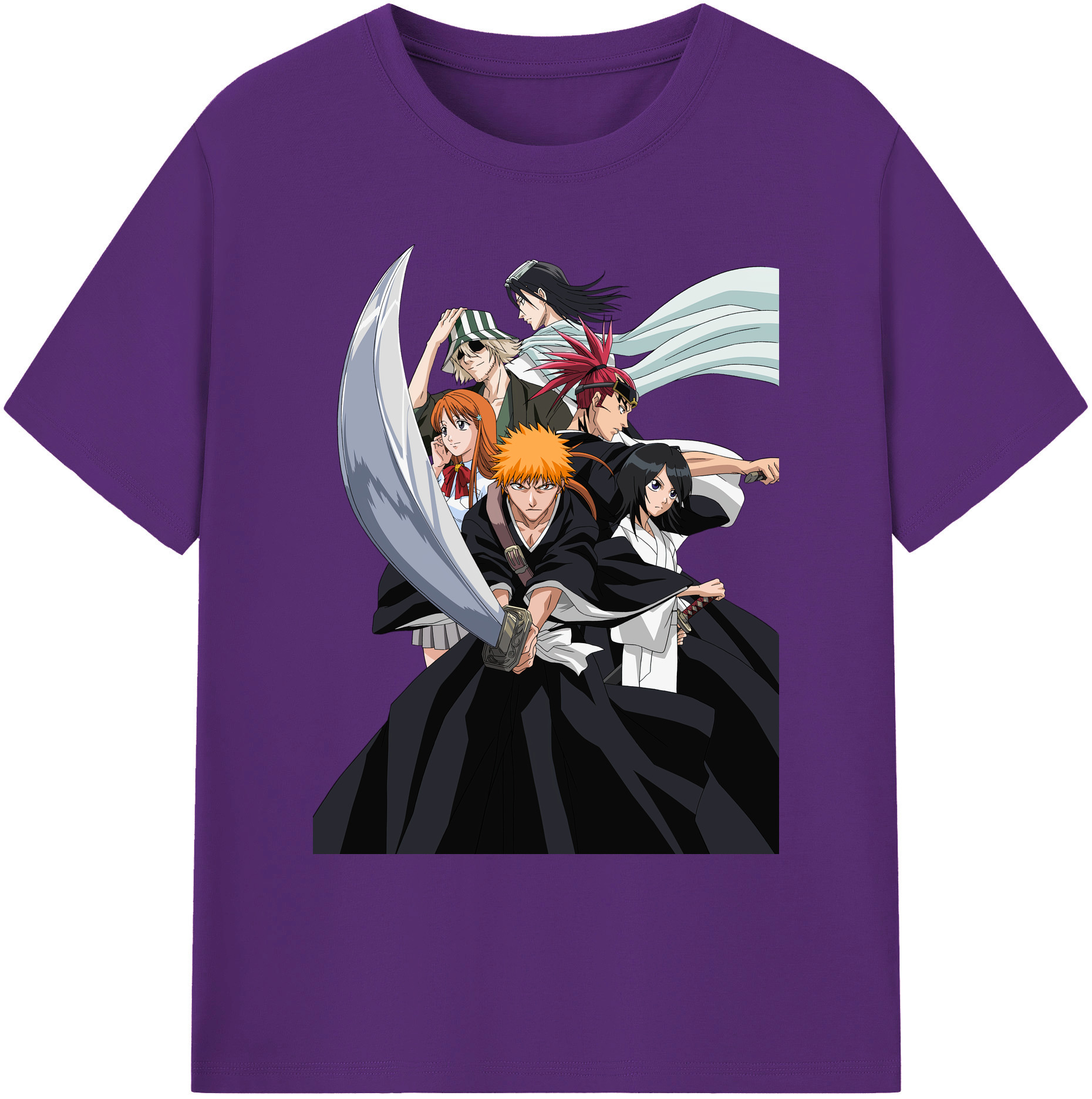（画像用） ブリーチ 黒崎一護（くろさき いちご）BLEACH Kurosaki Ichigo 綿100％ メンズ半袖Tシャツ｜肌触りやわらか＆通気性