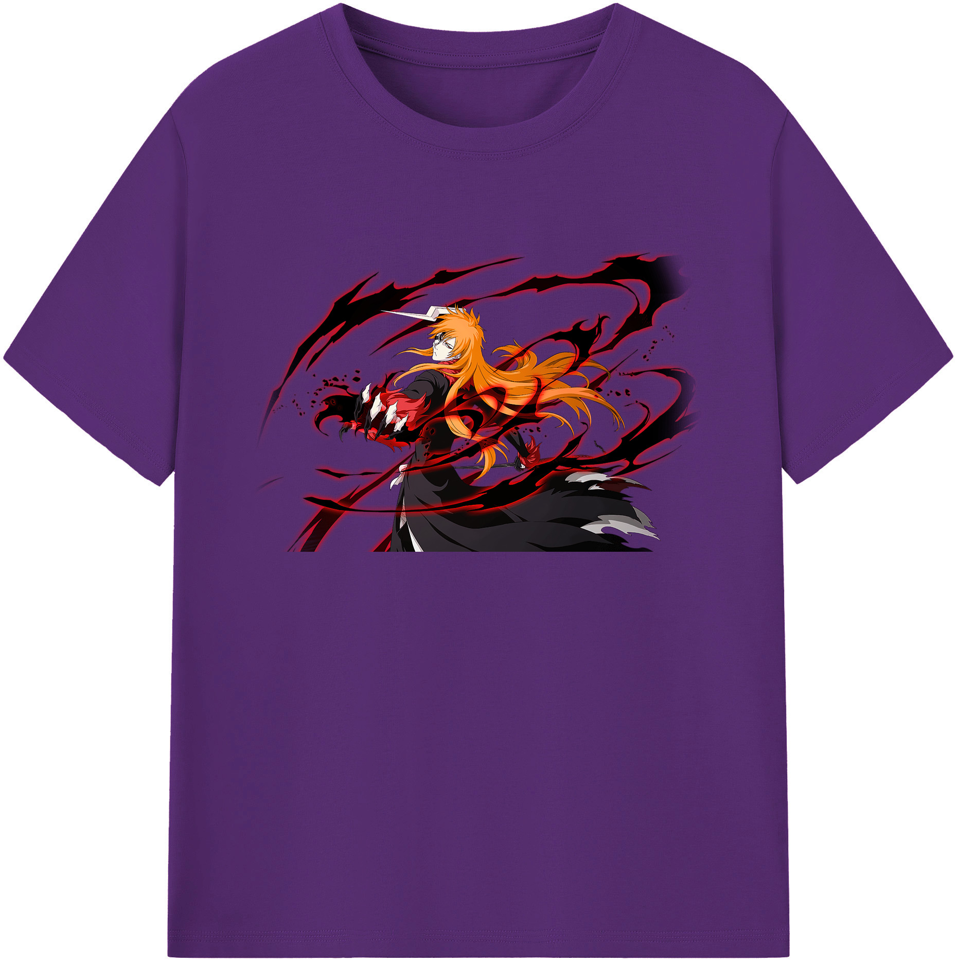 （画像用） ブリーチ 黒崎一護（くろさき いちご）BLEACH Kurosaki Ichigo 綿100％ メンズ半袖Tシャツ｜肌触りやわらか＆通気性