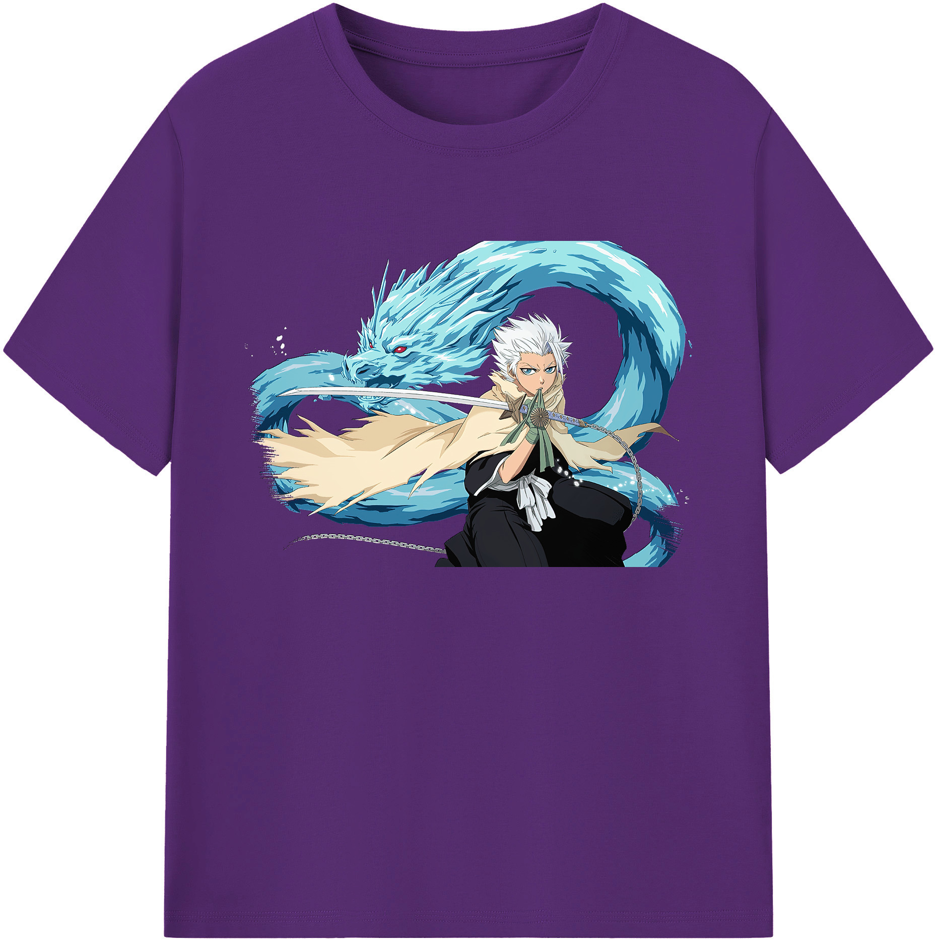 （画像用） ブリーチ 日番谷冬獅郎（ひつがや とうしろう） BLEACH Hitsugaya Toushirou 綿100％ メンズ半袖Tシャツ｜肌触りやわらか＆通気性