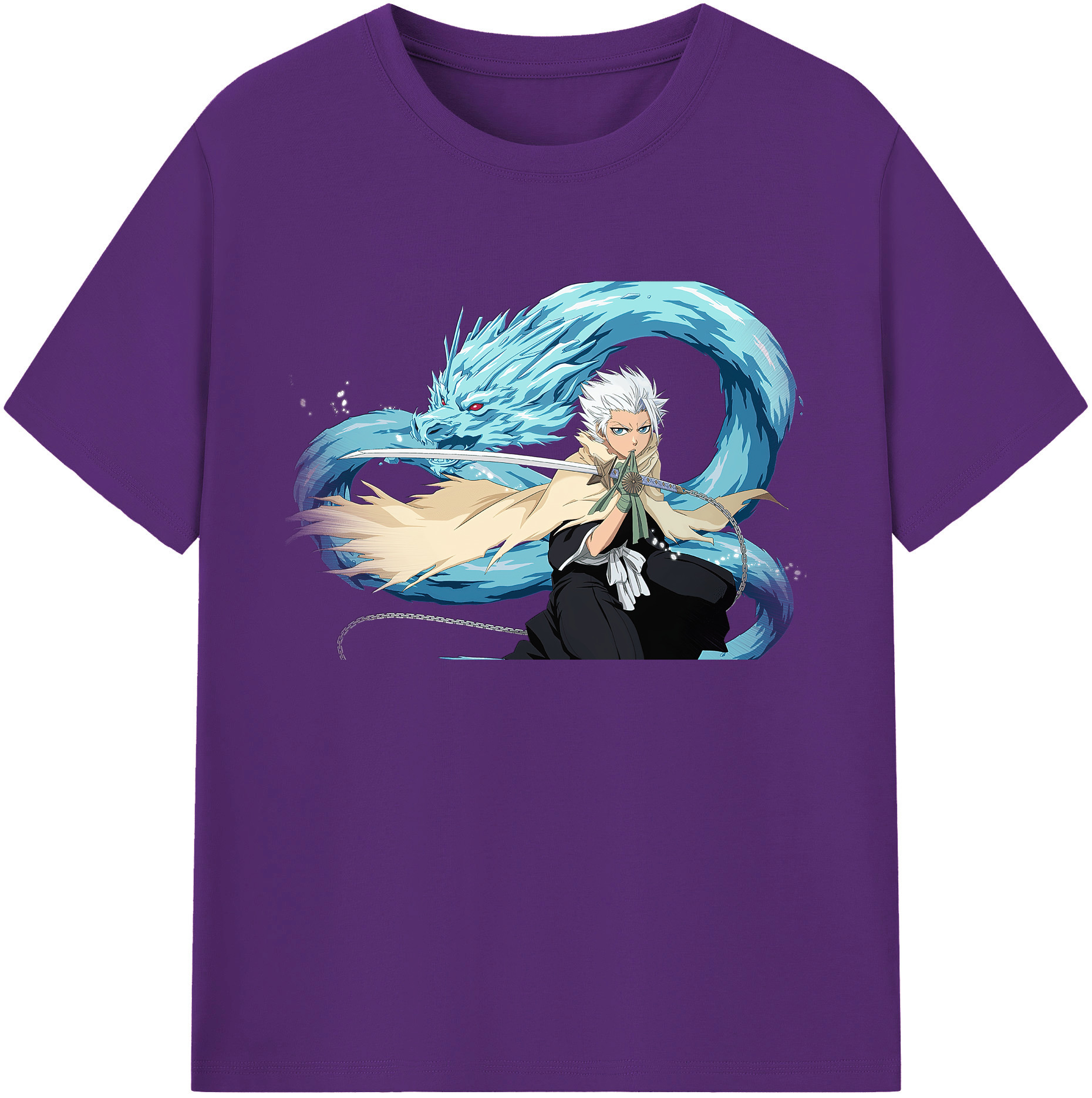 （画像用） ブリーチ 日番谷冬獅郎（ひつがや とうしろう） BLEACH Hitsugaya Toushirou 綿100％ メンズ半袖Tシャツ｜肌触りやわらか＆通気性