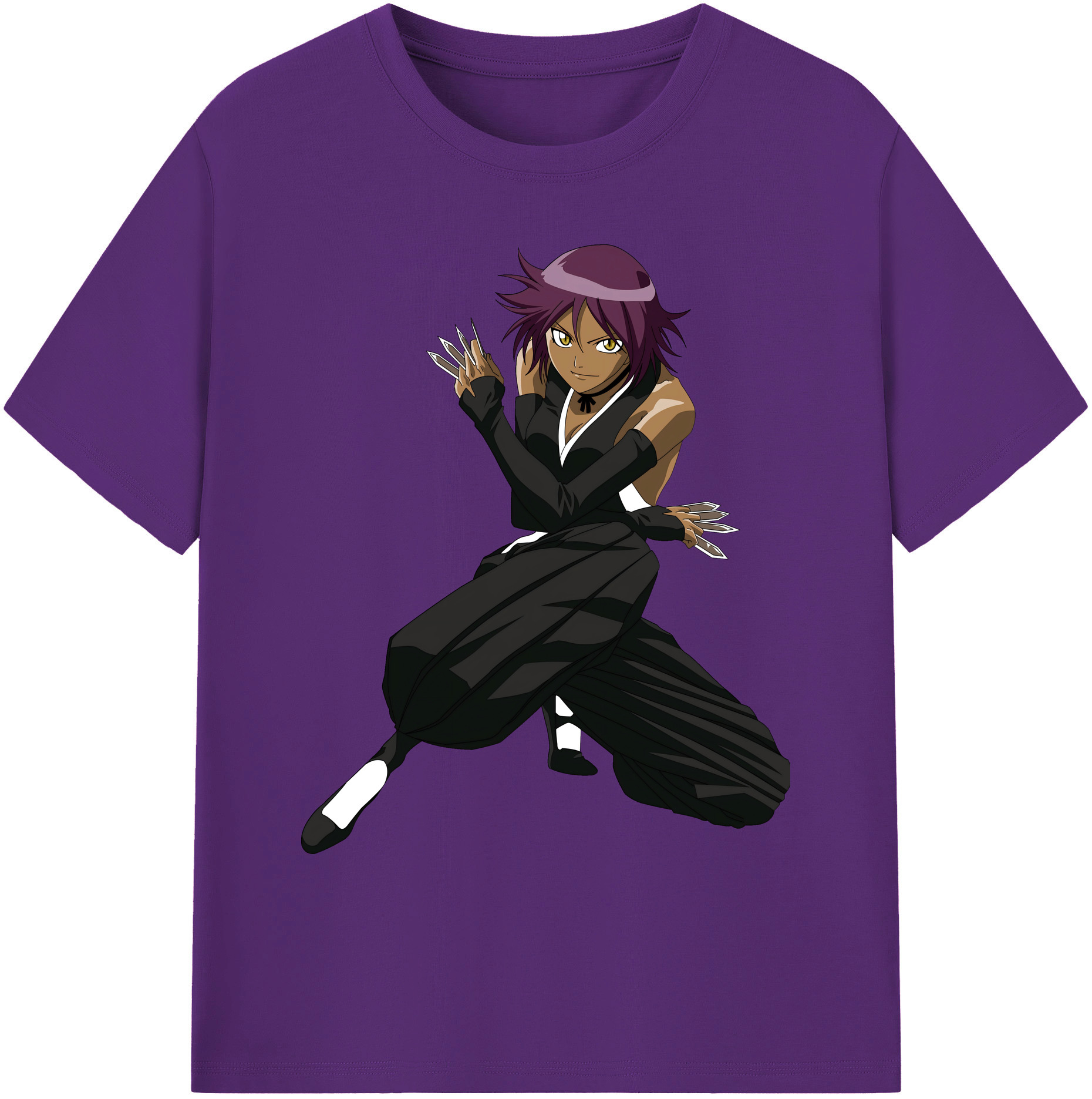 （画像用） ブリーチ 四楓院 夜一（しほういん よるいち） BLEACH Shihouin Yoruichi 綿100％ メンズ半袖Tシャツ｜肌触りやわらか＆通気性
