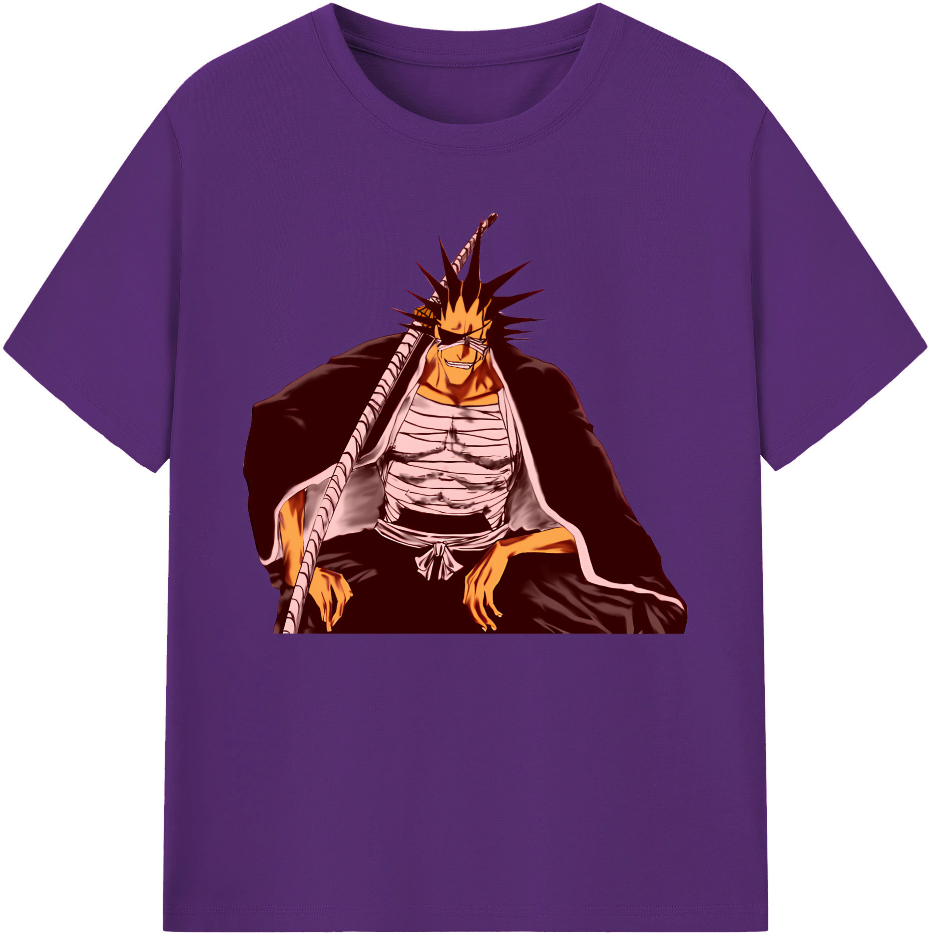 （画像用） ブリーチ ざらき けんぱち BLEACH Zaraki Kenpachi 綿100％ メンズ半袖Tシャツ｜肌触りやわらか＆通気性