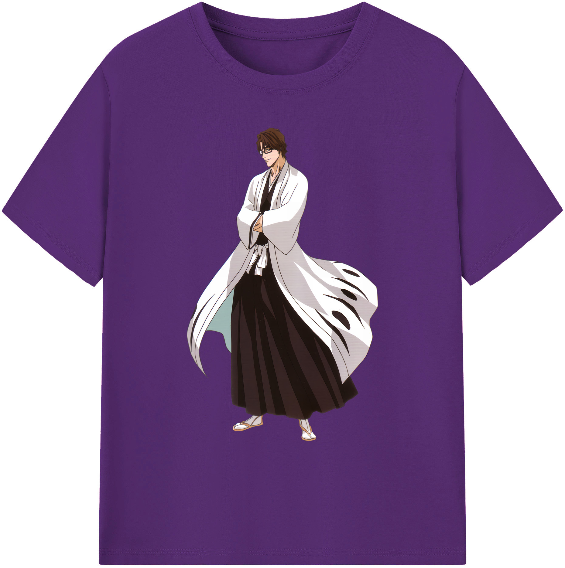 （画像用） ブリーチ 藍染 惣右介（あいぜん そうすけ） BLEACH Aizen Sousuke 綿100％ メンズ半袖Tシャツ｜肌触りやわらか＆通気性