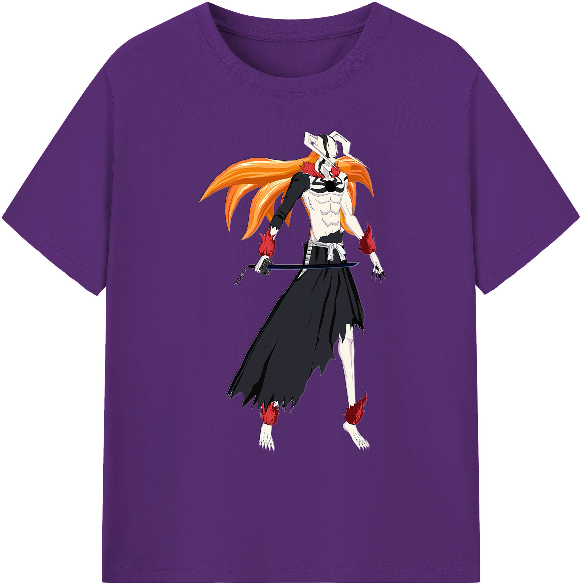 （画像用） ブリーチ 黒崎一護（くろさき いちご）BLEACH Kurosaki Ichigo 綿100％ メンズ半袖Tシャツ｜肌触りやわらか＆通気性